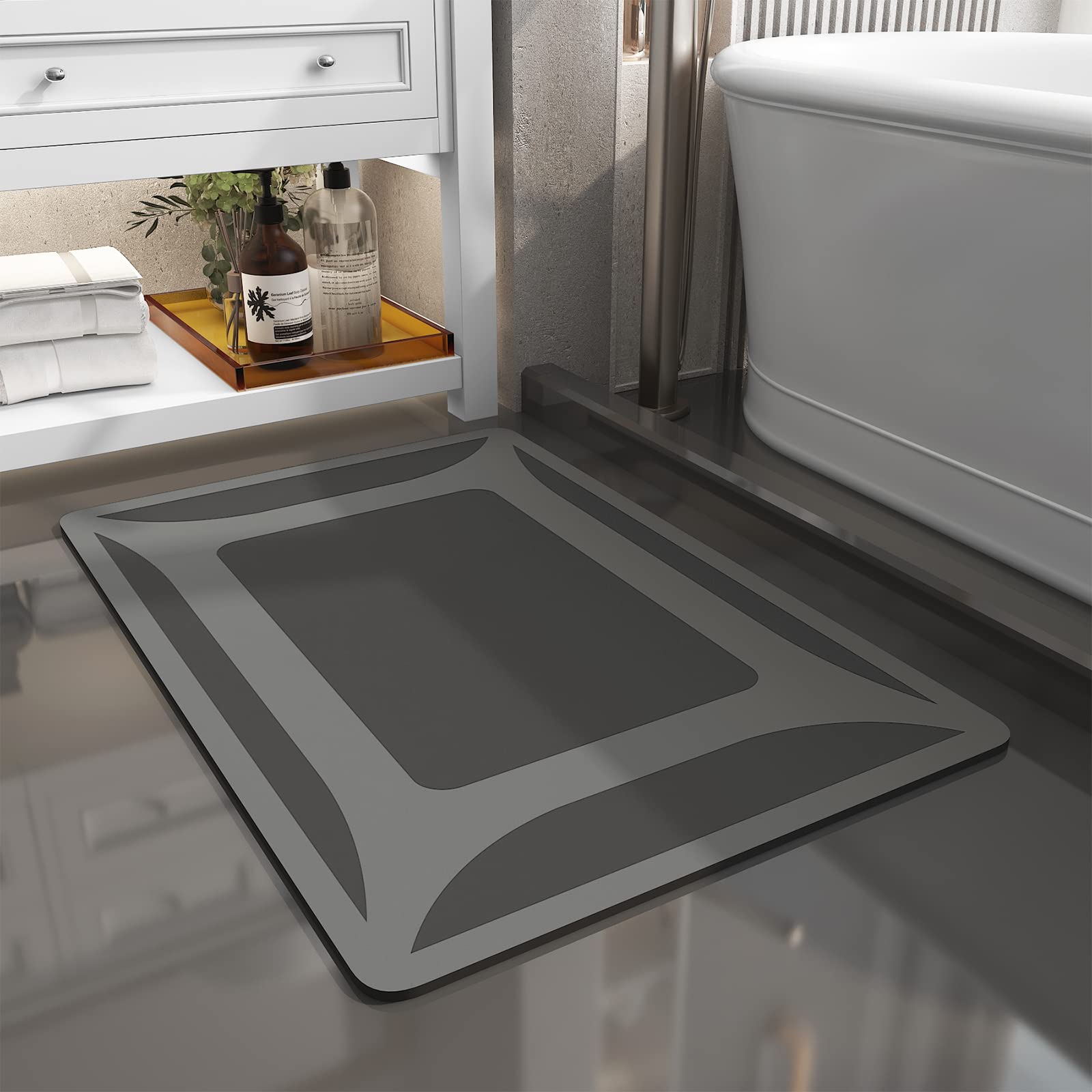 改SIXHOME-Bath Mat Rug-Quick Dry Absorbent Rubber Backed Bathroom Mat Thin Bathroom Rugs Fit Under Door-Bath Mats for Bathroom Floor Mat in Front of Sink-Shower Rug for Bathroom 17"X27.5"