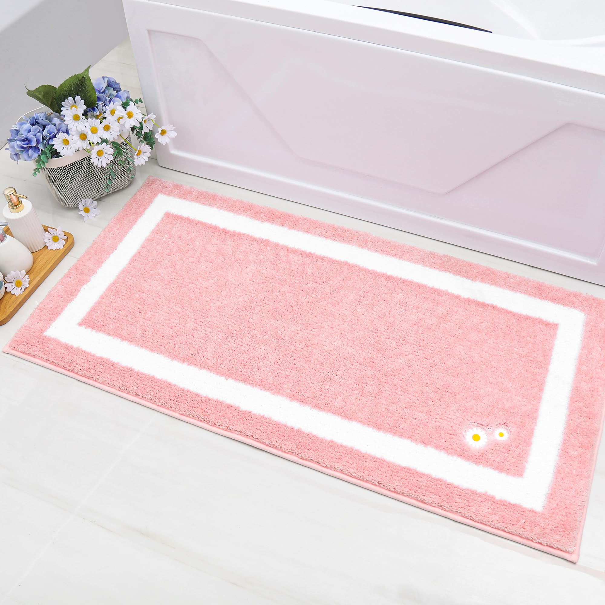 Bathroom-Rug-Non-Slip-Bath-Mats-for-Bathroom Absorbent and Soft Bathroom Mat Washable Bath Rugs Embroidered Floral Bathroom Rugs