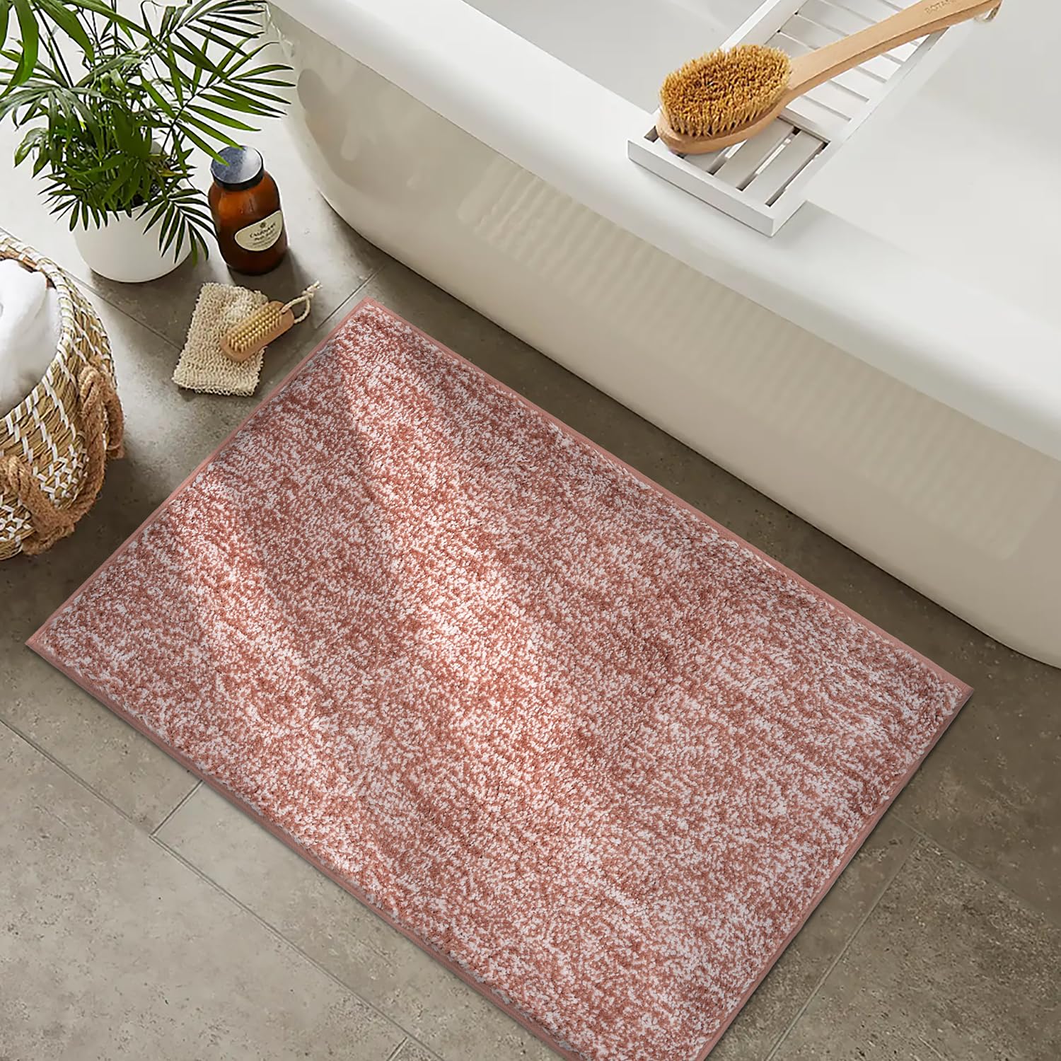 Melange Tufted Bathroom Rugs , Water Absorbent Soft Bath Mat for Bathroom Floor, Non Slip & Washable Shower Mat, Room Accessories Microfiber Bathroom Mat