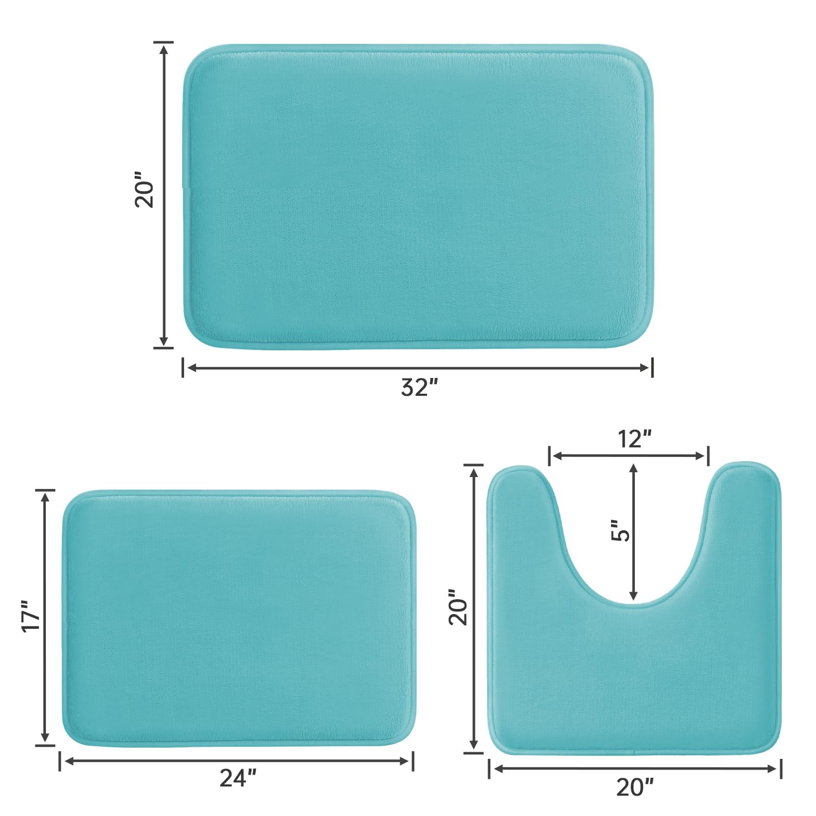 改HUXMEYSON Bathroom Rugs Sets 3 Piece, Ultra Soft Velvet Memory Foam Bath Rugs, Non-Slip &amp; PVC Backing Bathroom Mat Set, Washable Quick Dry Bathroom Rug - Black