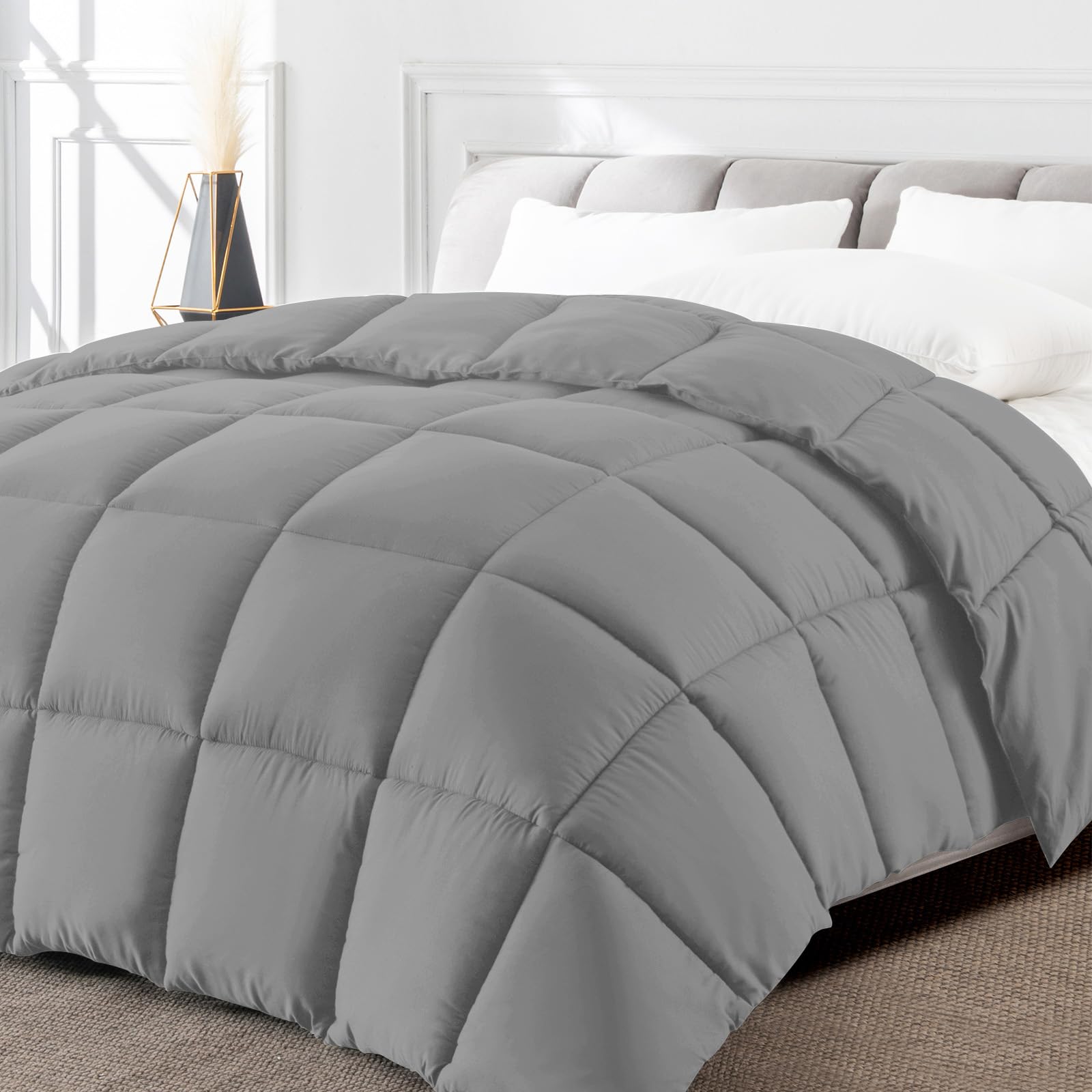 Queen Comforter Duvet Insert - All Season Down Alternative Quilted Bed Comforters Queen Size with Corner Tabs - Machine Washable