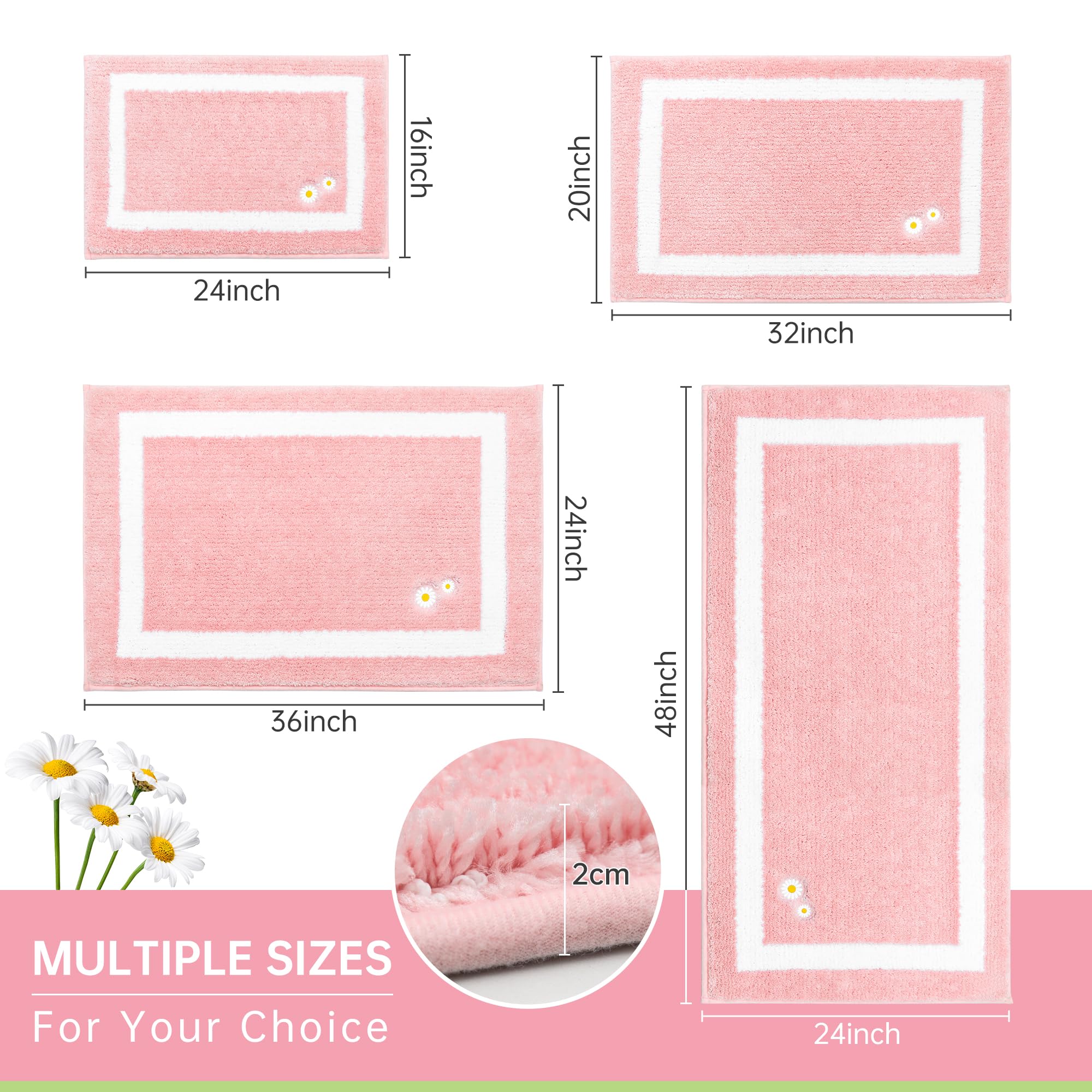 改BEQHAUSE Bathroom-Rug-Non-Slip-Bath-Mats-for-Bathroom Absorbent and Soft Bathroom Mat Washable Bath Rugs Embroidered Floral Bathroom Rugs Beige Bath Mat 20" x32