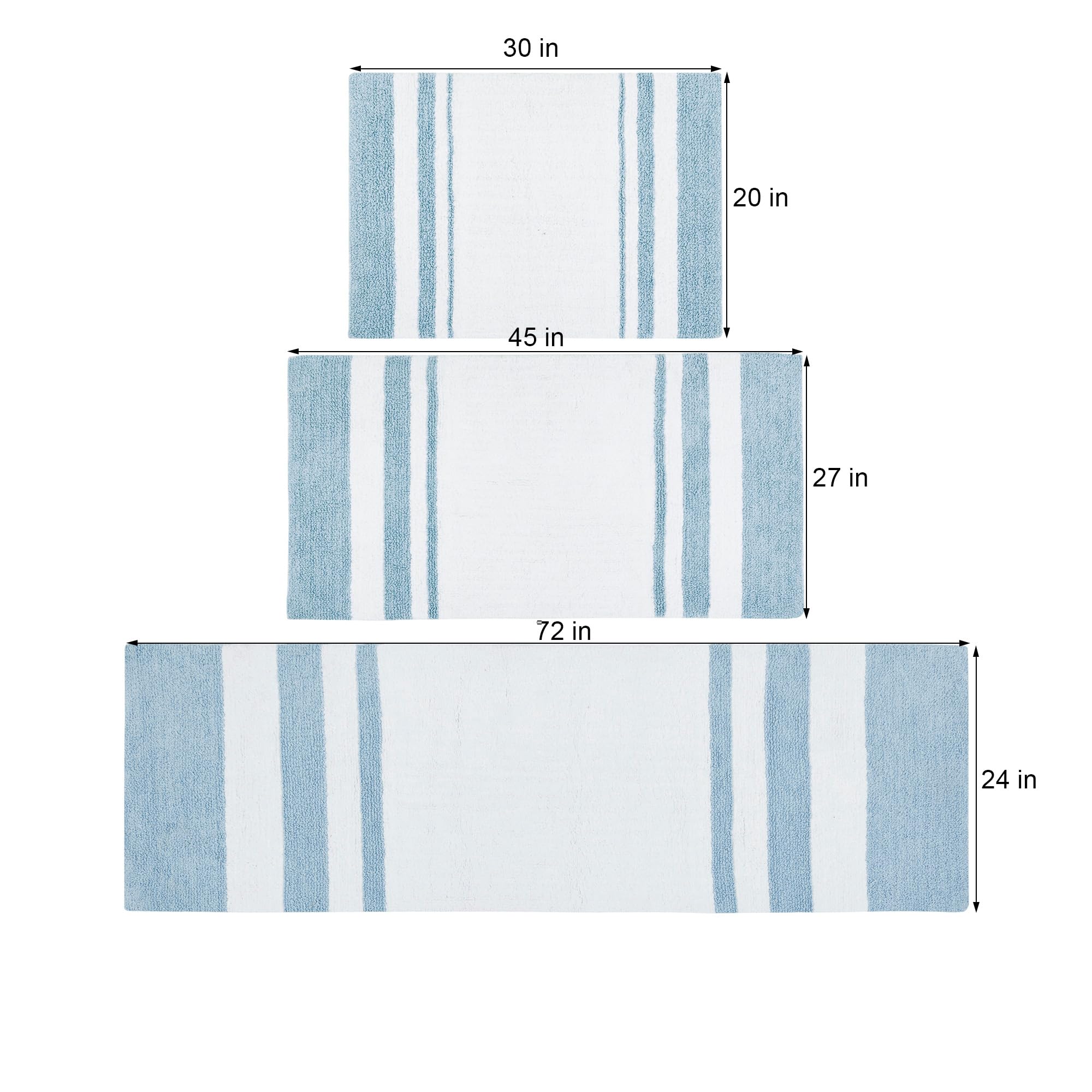 Rug 100%-Cotton Striped Ultra Soft Water Fast Bath Non-Slip Absorbent Quick Dry Mats for Tub, Shower Room, and Bathroom Size:20x30"