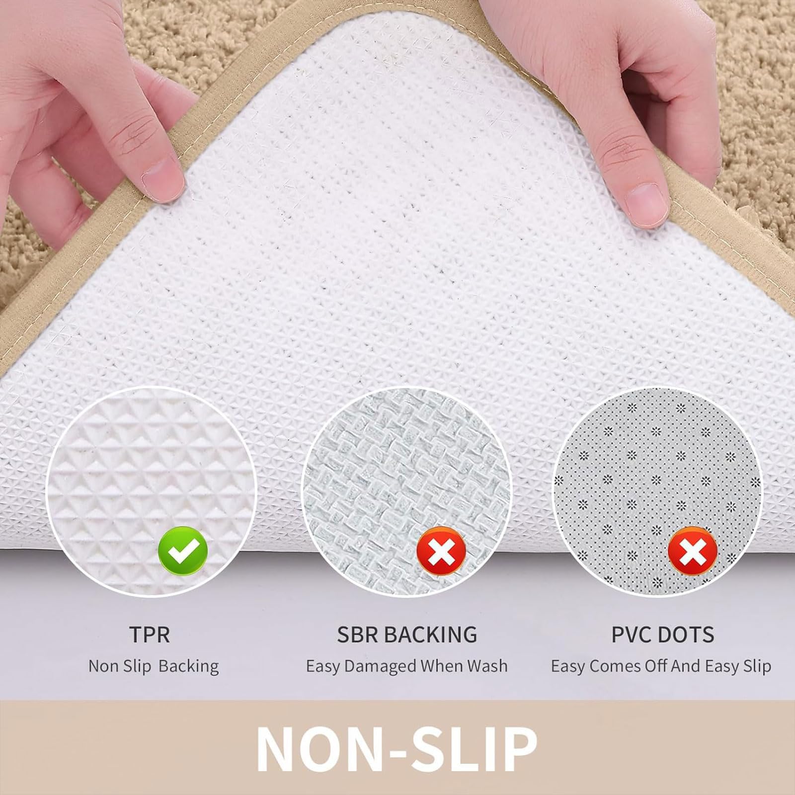 Bathroom Rug Mat, Shaggy Soft and Absorbent Bath Rug, Non Slip, Thick Plush Machine Washable Bath Mat for Bathroom, Shower, and Tub