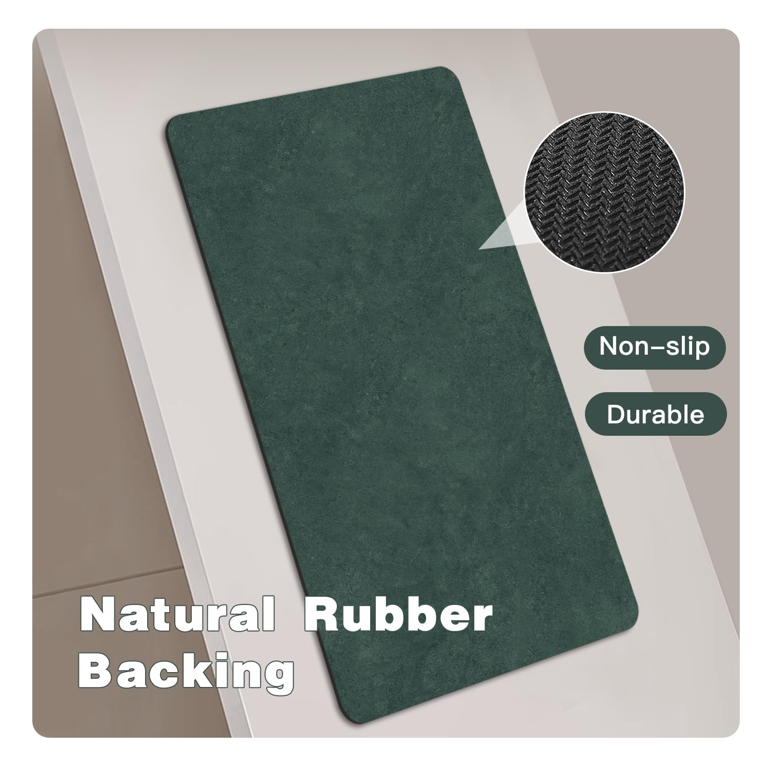 Quick Dry Bath Mat, Bathroom Rugs Non Slip Washable Thin Absorbent Bath Mat Fits Under Door Bathroom Floor Mat Perfect for Bath, Shower, or Sink