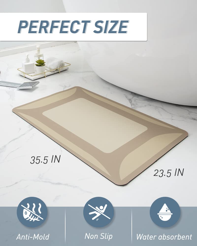 Bath Mat Rug-Quick Dry Absorbent Rubber Backed Bathroom Mat Thin Bathroom Rugs Fit Under Door-Bath Mats for Bathroom Floor Mat in Front of Sink-Shower Rug for Bathroom