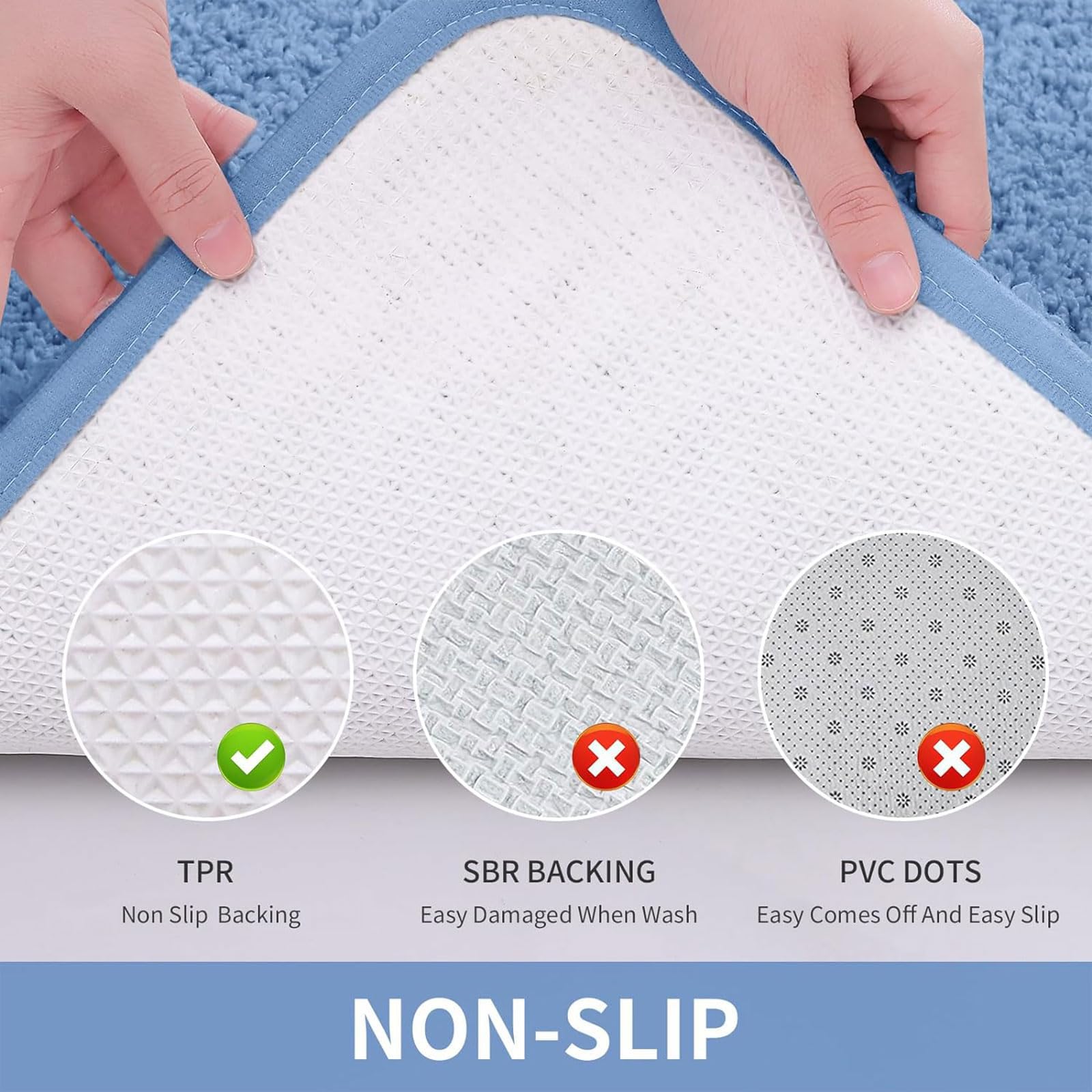 Bathroom Rug Mat, Shaggy Soft and Absorbent Bath Rug, Non Slip, Thick Plush Machine Washable Bath Mat for Bathroom, Shower, and Tub