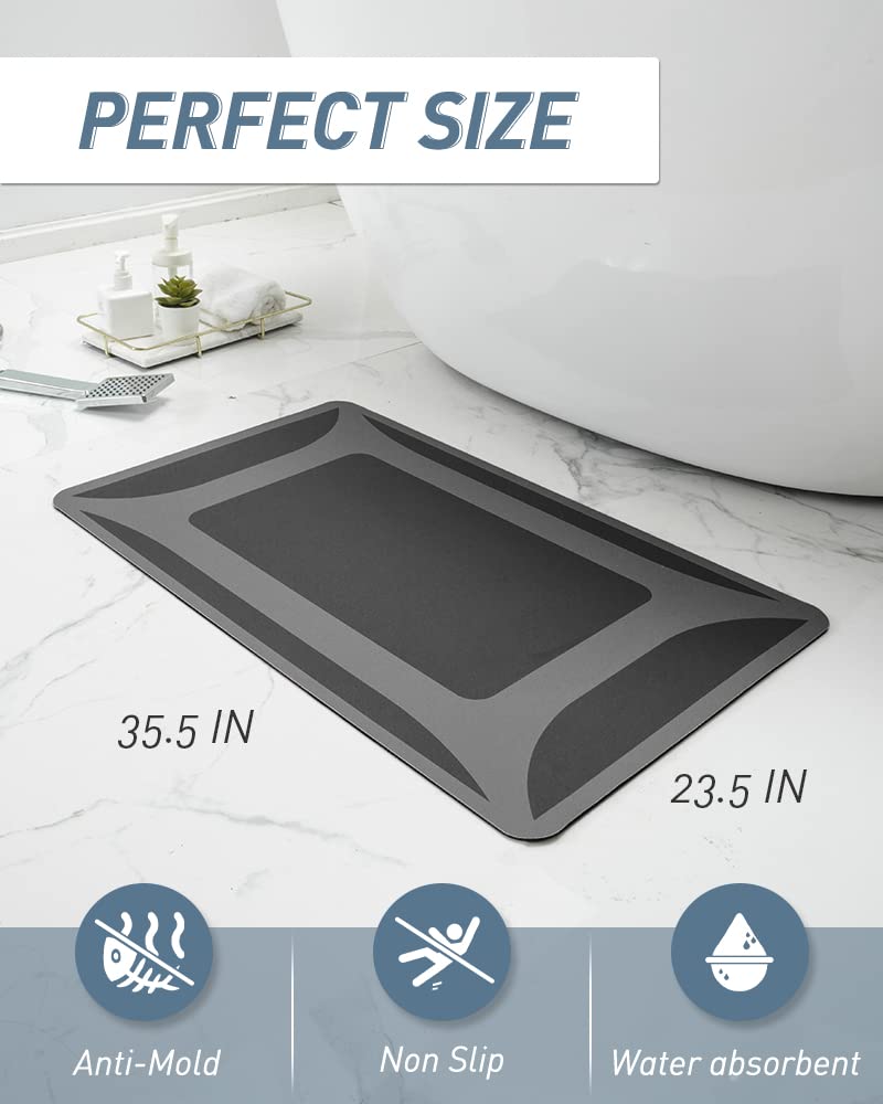 Bath Mat Rug-Quick Dry Absorbent Rubber Backed Bathroom Mat Thin Bathroom Rugs Fit Under Door-Bath Mats for Bathroom Floor Mat in Front of Sink-Shower Rug for Bathroom