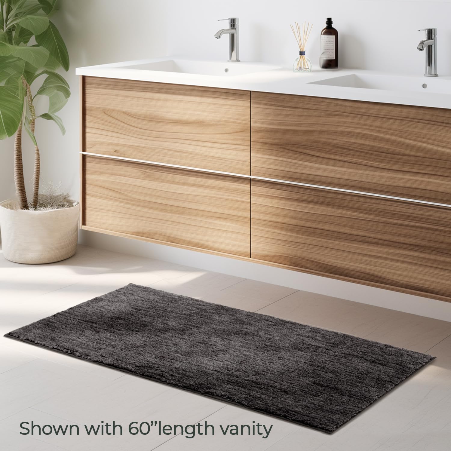 Melange Tufted Bathroom Rugs , Water Absorbent Soft Bath Mat for Bathroom Floor, Non Slip & Washable Shower Mat, Room Accessories Microfiber Bathroom Mat
