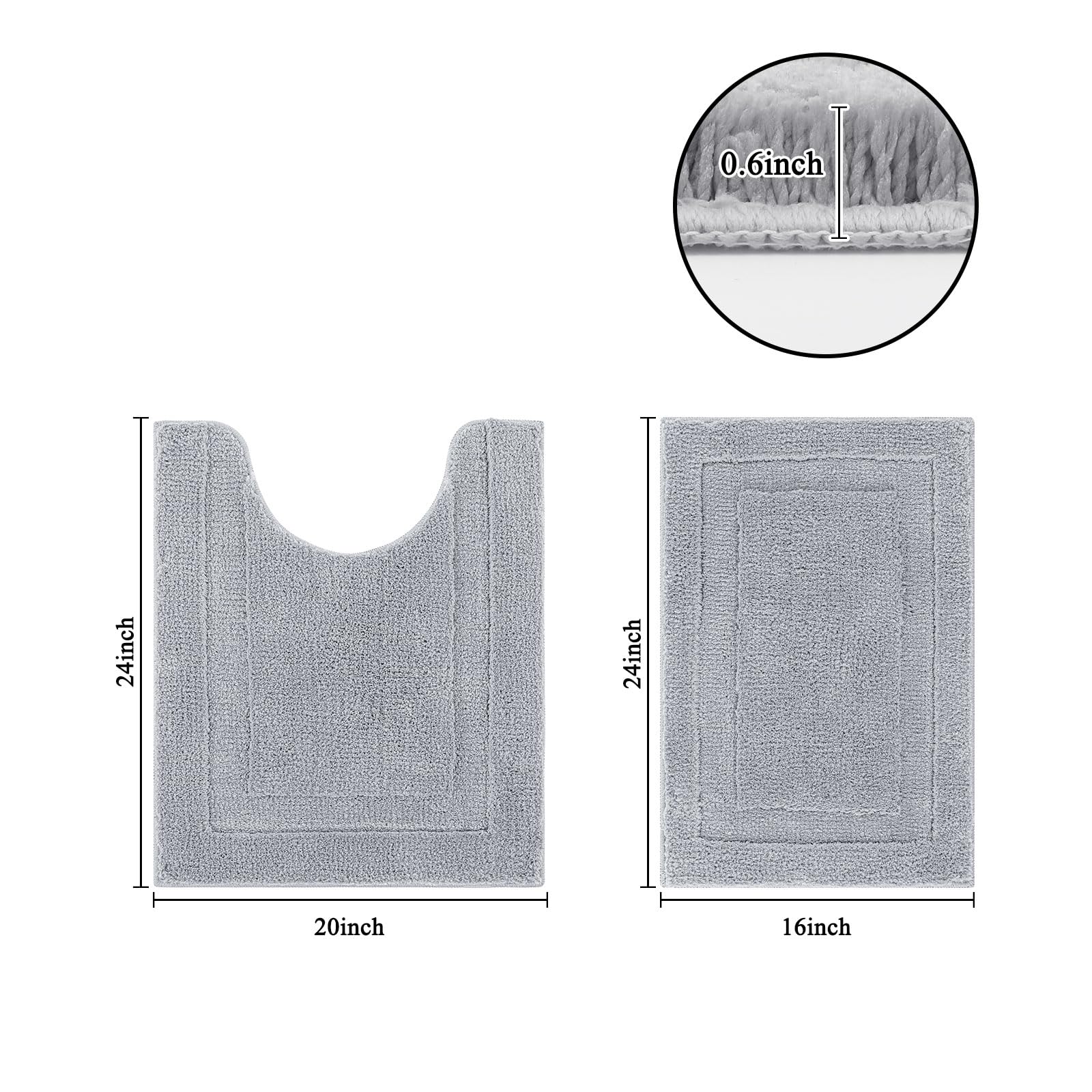 Super Soft Bath Rugs Set of 2 Pieces Bath Mat for Bathroom Rug Non Slip Plush Bath Rug Absorbent Bathroom Rug Set Washable