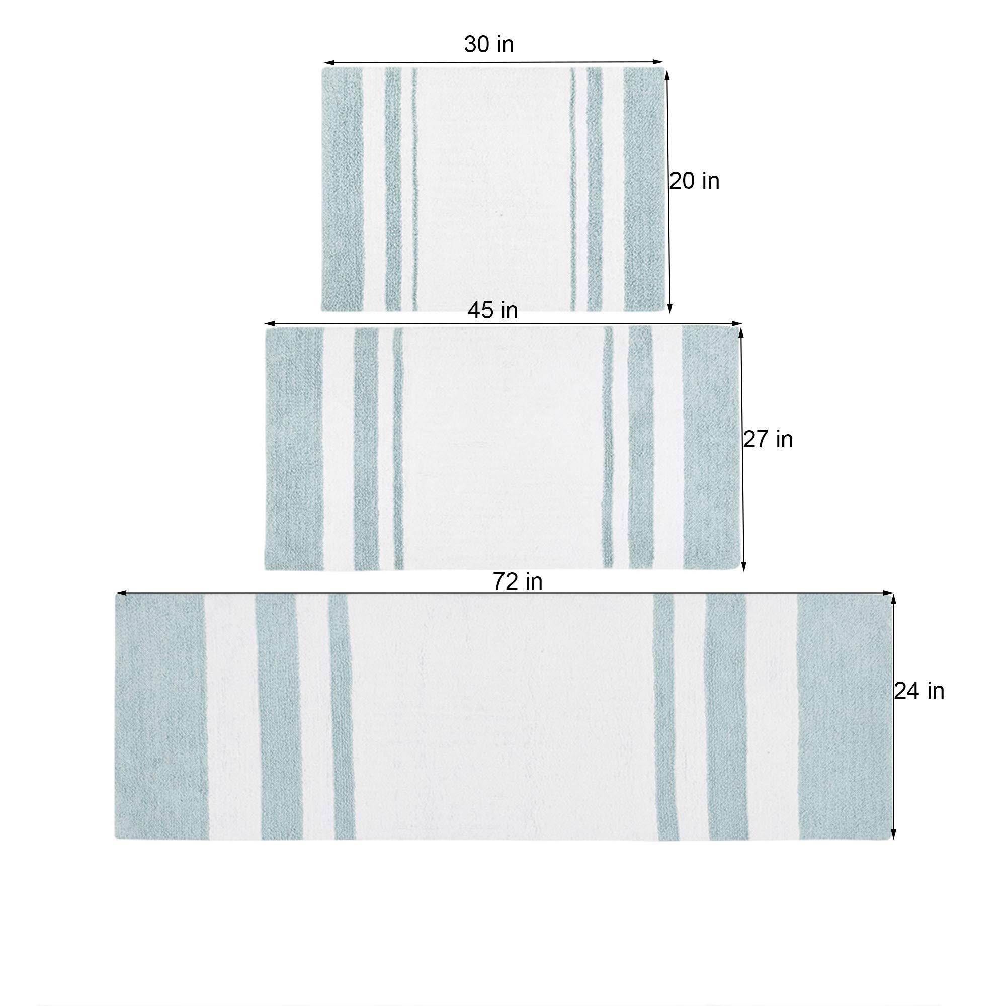Rug 100%-Cotton Striped Ultra Soft Water Fast Bath Non-Slip Absorbent Quick Dry Mats for Tub, Shower Room, and Bathroom Size:20x30"
