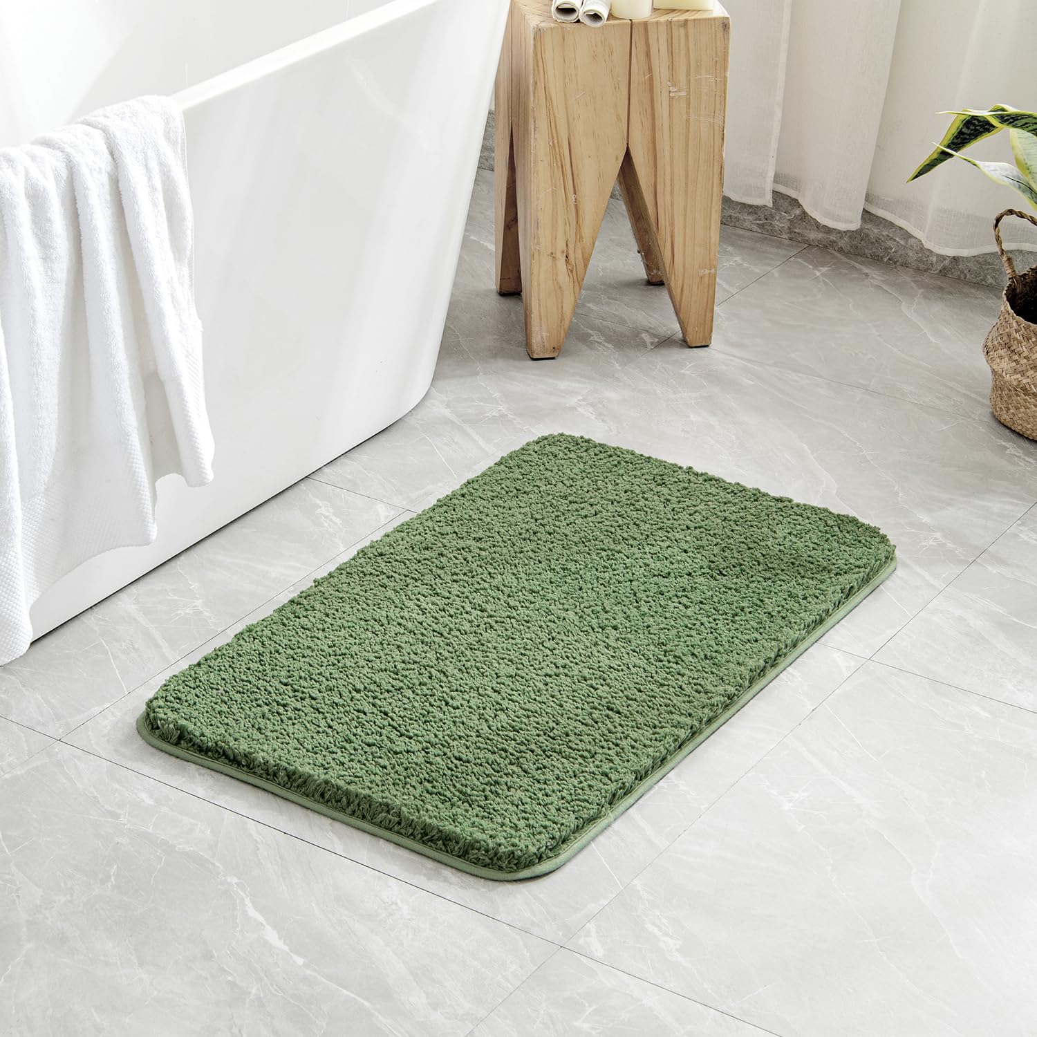 Pink Bathroom Rugs Sets 2 Piece - Absorbent Bath Mats Set Made of Thick Fluffy Microsiber for Bathroom Floor, Tub or Entryway, Non Slip Rubber Backside