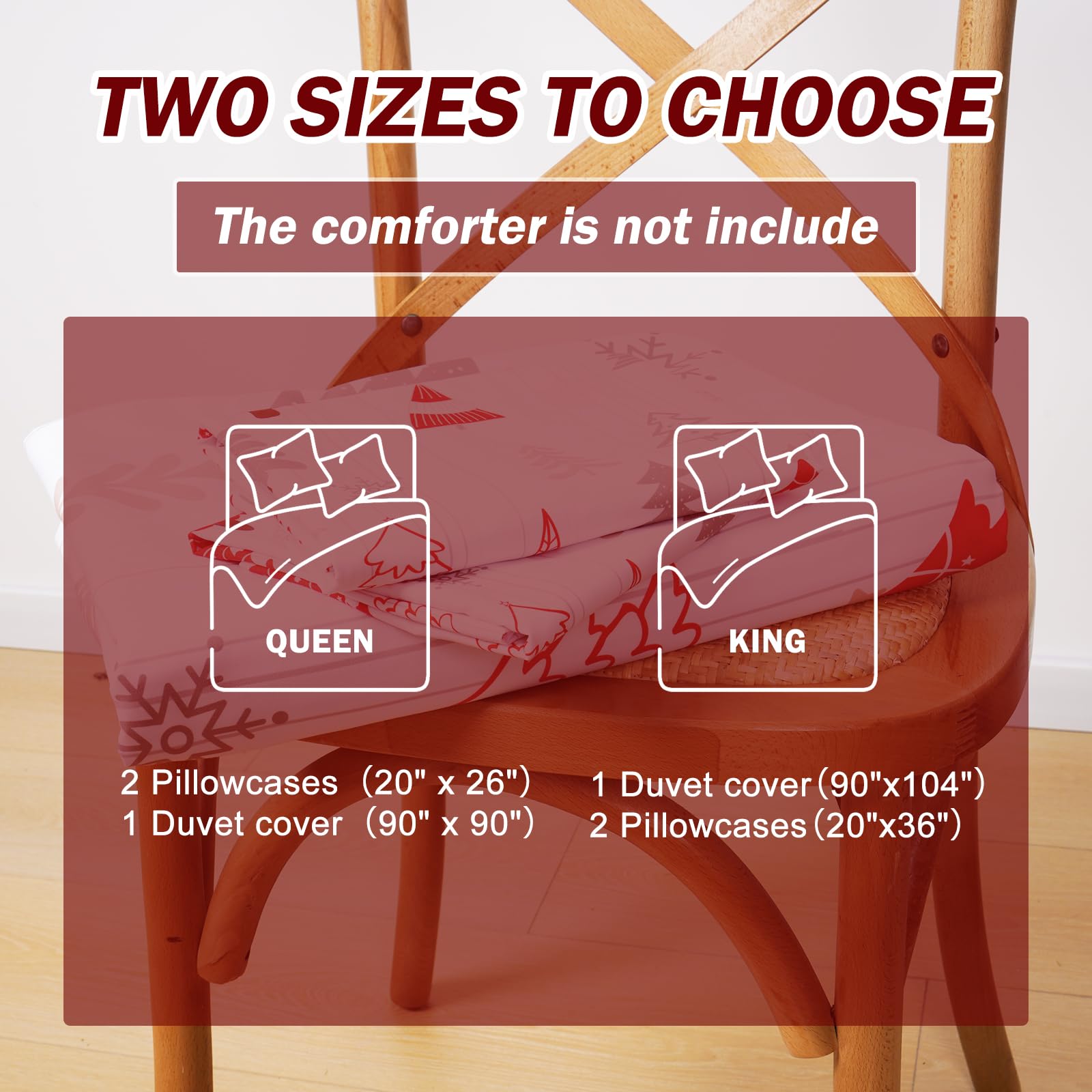 改FRAMICS 3 Piece Christmas Duvet Cover Queen Set - Soft Double Brushed Retro Queen Duvet Cover with Zipper Closure, Red Buffalo Plaid Comforter Cover Set, 1 Duvet Cover 90 x 90 inch and 2 Pillow Shams