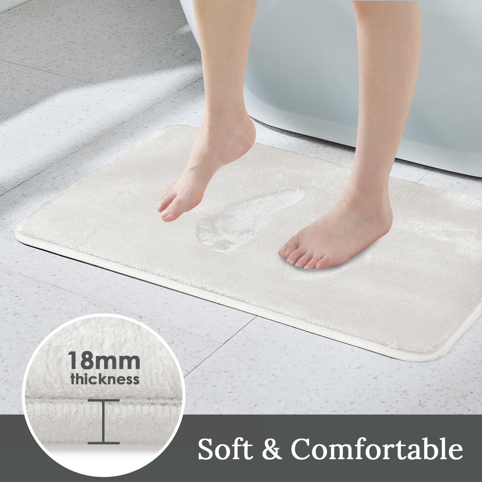 Bathroom Rugs Sets 3 Piece, Ultra Soft Velvet Memory Foam Bath Rugs, Non-Slip & PVC Backing Bathroom Mat Set, Washable Quick Dry Bathroom Rug