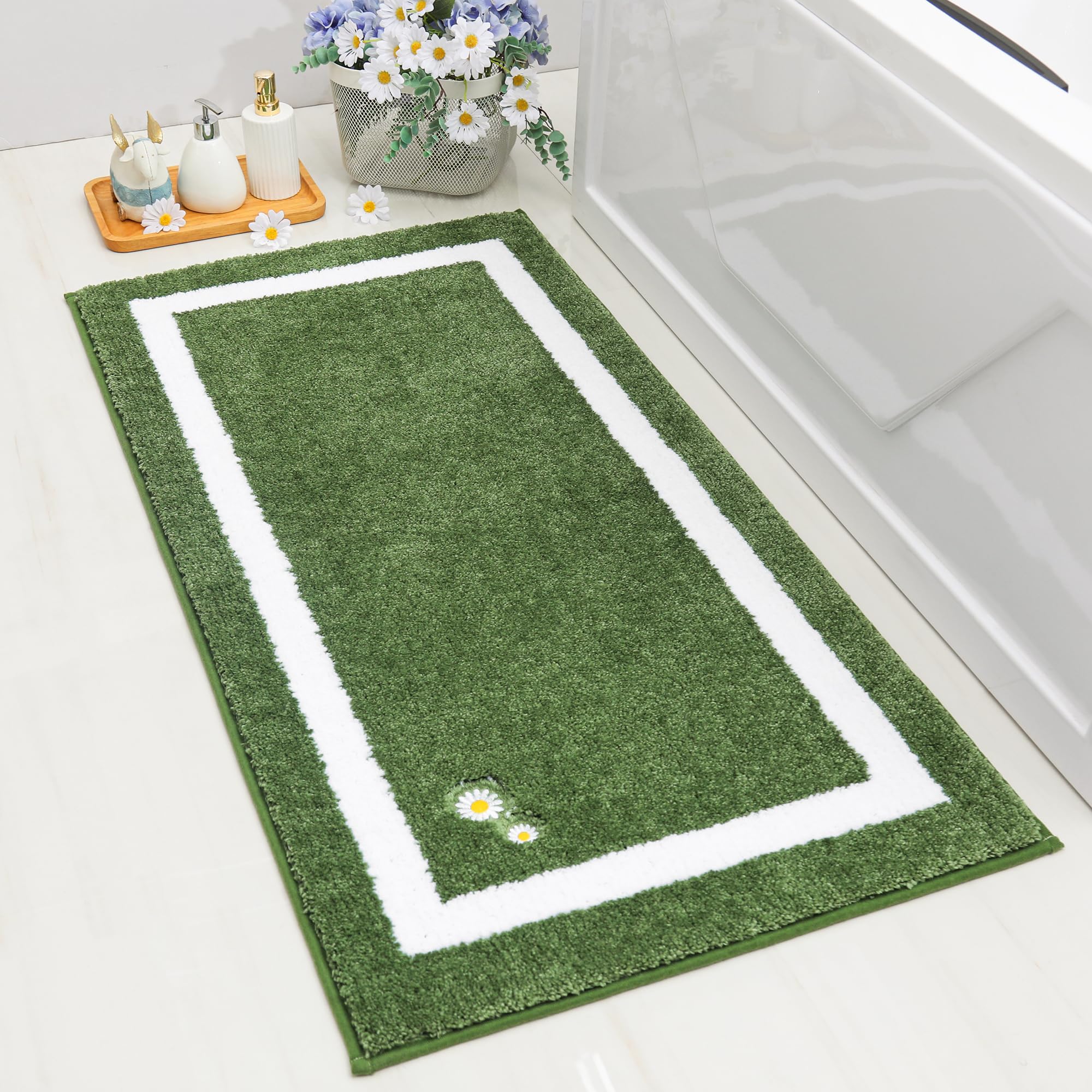 Bathroom-Rug-Non-Slip-Bath-Mats-for-Bathroom Absorbent and Soft Bathroom Mat Washable Bath Rugs Embroidered Floral Bathroom Rugs