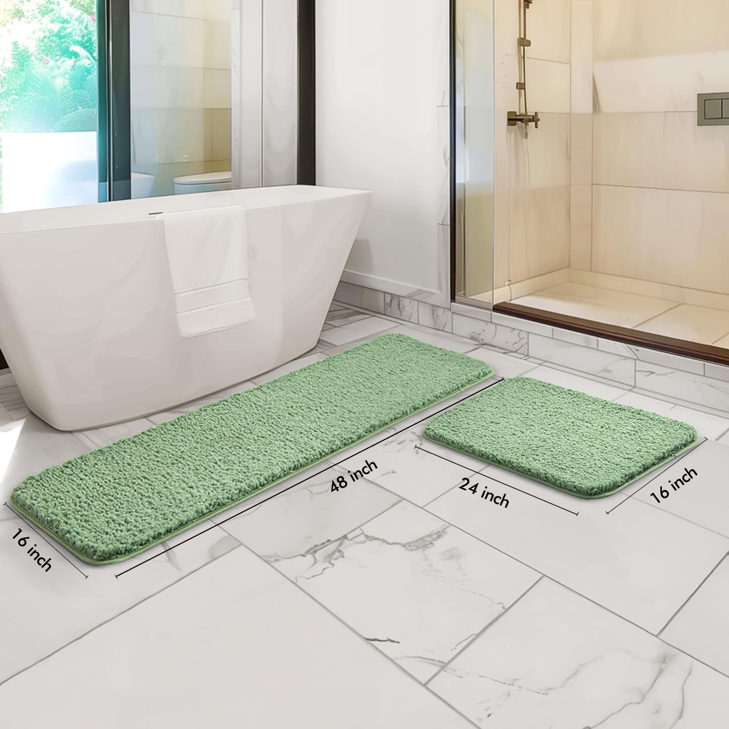 Pink Bathroom Rugs Sets 2 Piece - Absorbent Bath Mats Set Made of Thick Fluffy Microsiber for Bathroom Floor, Tub or Entryway, Non Slip Rubber Backside