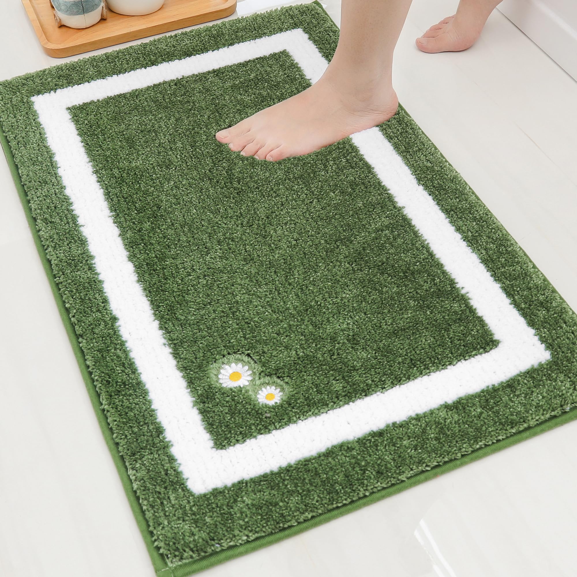 Bathroom-Rug-Non-Slip-Bath-Mats-for-Bathroom Absorbent and Soft Bathroom Mat Washable Bath Rugs Embroidered Floral Bathroom Rugs