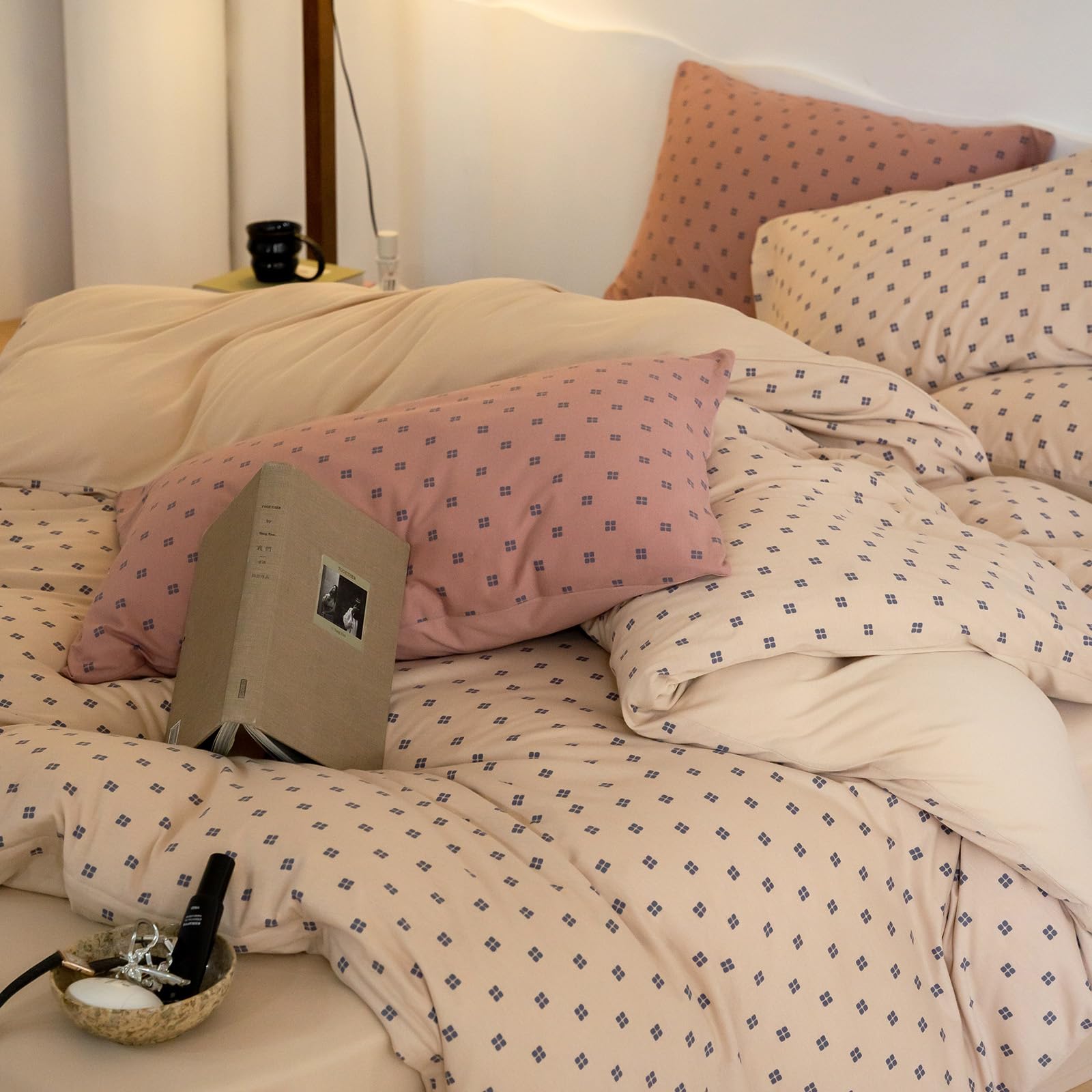 Cotton Grid Plaid Duvet Cover Set Full Modern Reversible Checkered Hotel Quality Zipper Closure Bedding Collection (NO Comforter)