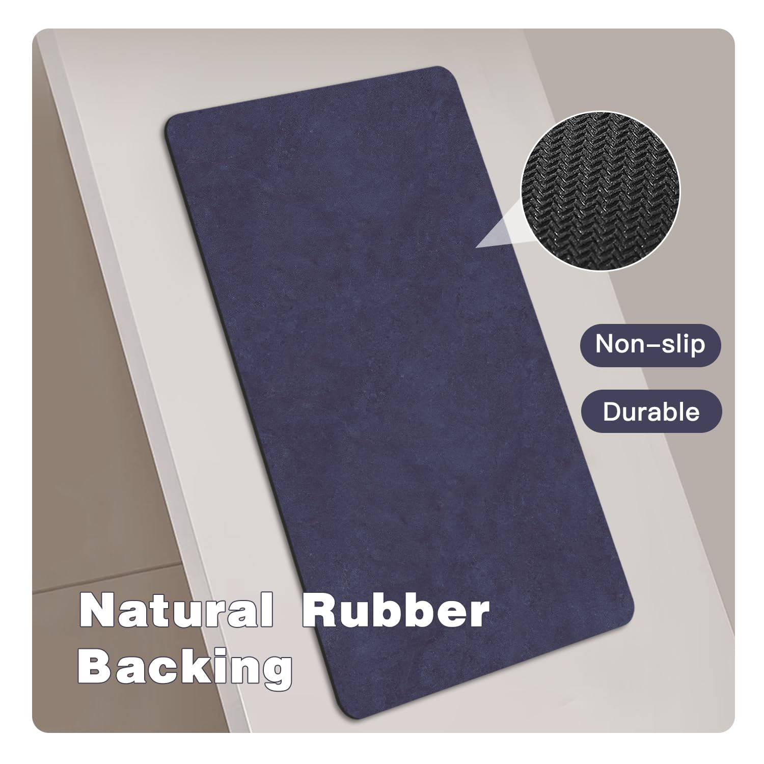 改Quick Dry Bath Mat, Bathroom Rugs Non Slip Washable Thin Absorbent Bath Mat Fits Under Door Bathroom Floor Mat Perfect for Bath, Shower, or Sink 16"x24" Light Grey