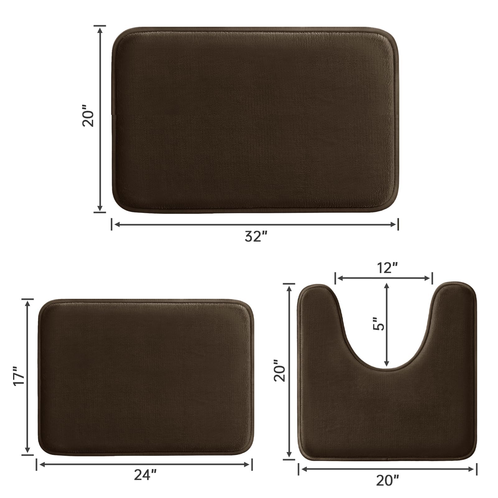 改HUXMEYSON Bathroom Rugs Sets 3 Piece, Ultra Soft Velvet Memory Foam Bath Rugs, Non-Slip &amp; PVC Backing Bathroom Mat Set, Washable Quick Dry Bathroom Rug - Black
