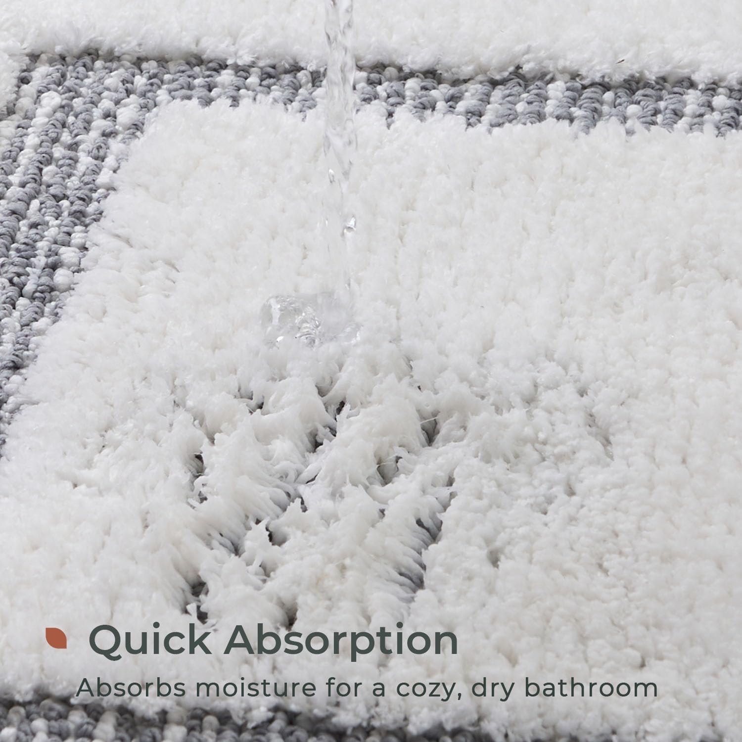 Melange Tufted Bathroom Rugs , Water Absorbent Soft Bath Mat for Bathroom Floor, Non Slip & Washable Shower Mat, Room Accessories Microfiber Bathroom Mat