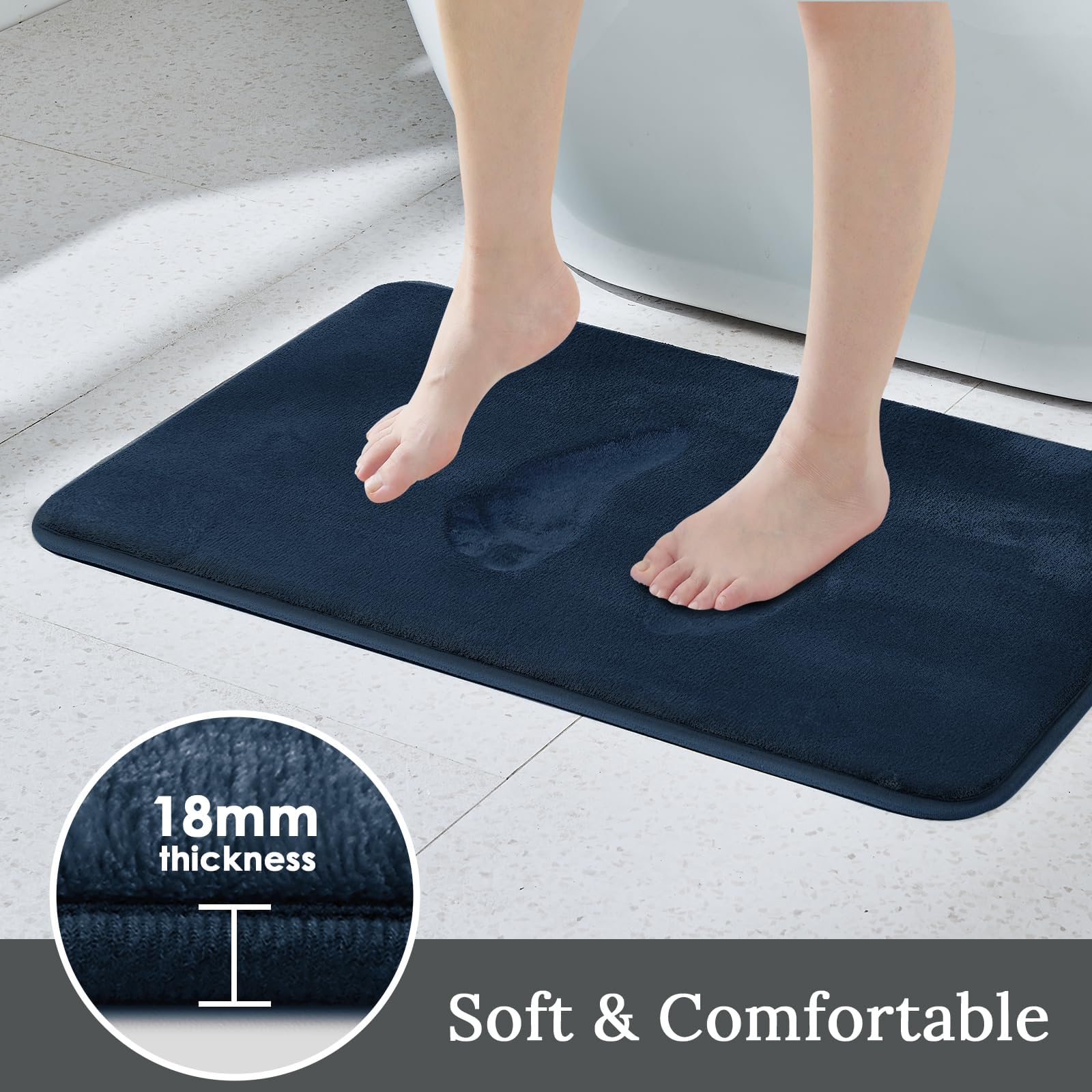 Bathroom Rugs Sets 3 Piece, Ultra Soft Velvet Memory Foam Bath Rugs, Non-Slip & PVC Backing Bathroom Mat Set, Washable Quick Dry Bathroom Rug