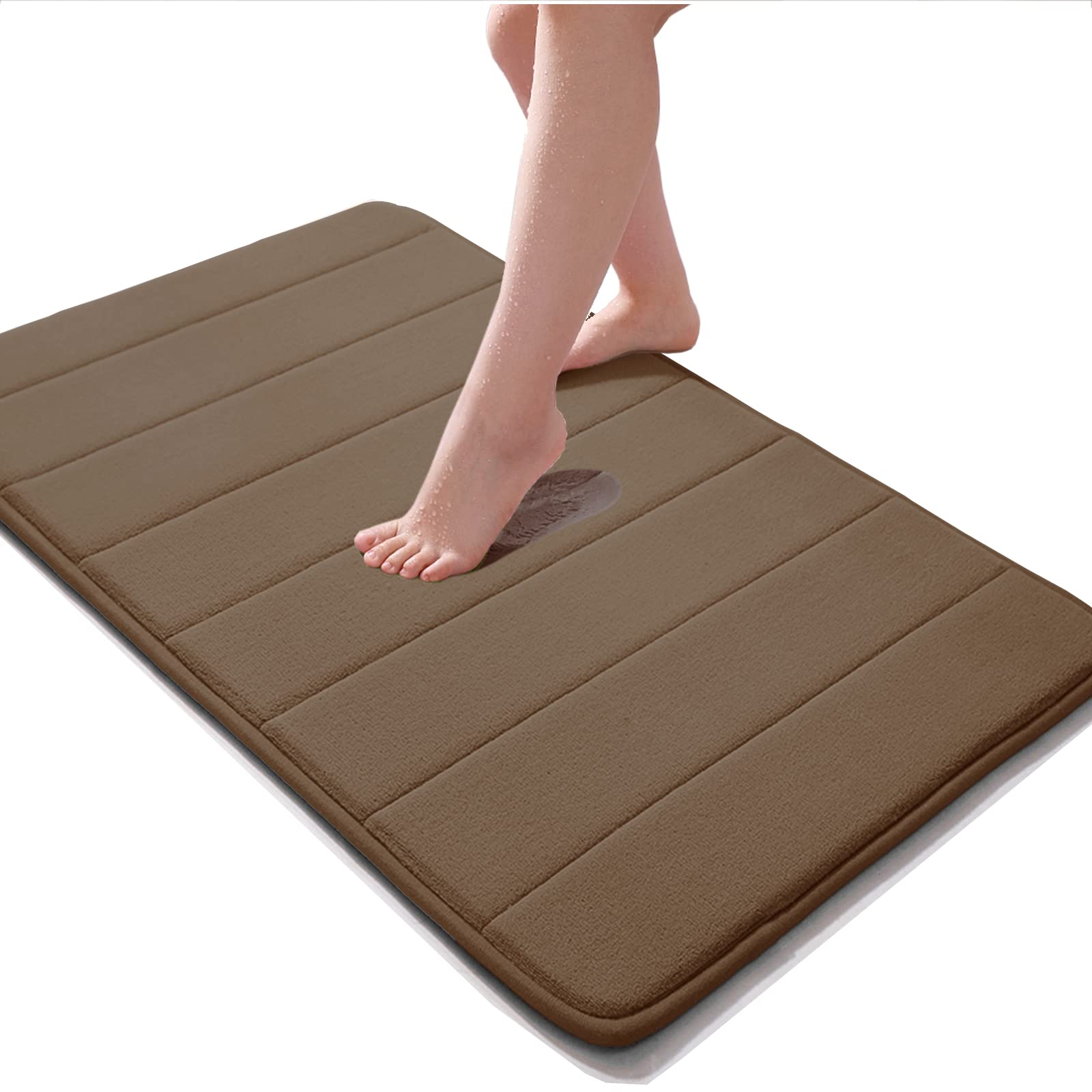 改JMTOOR Memory Foam Bath Mat 17" X 24" Coral Velvet Super Non-Slip Rapid Water Absorption Soft and Comfortable Easier to Dry Machine Wash Bathroom Mat, Peach