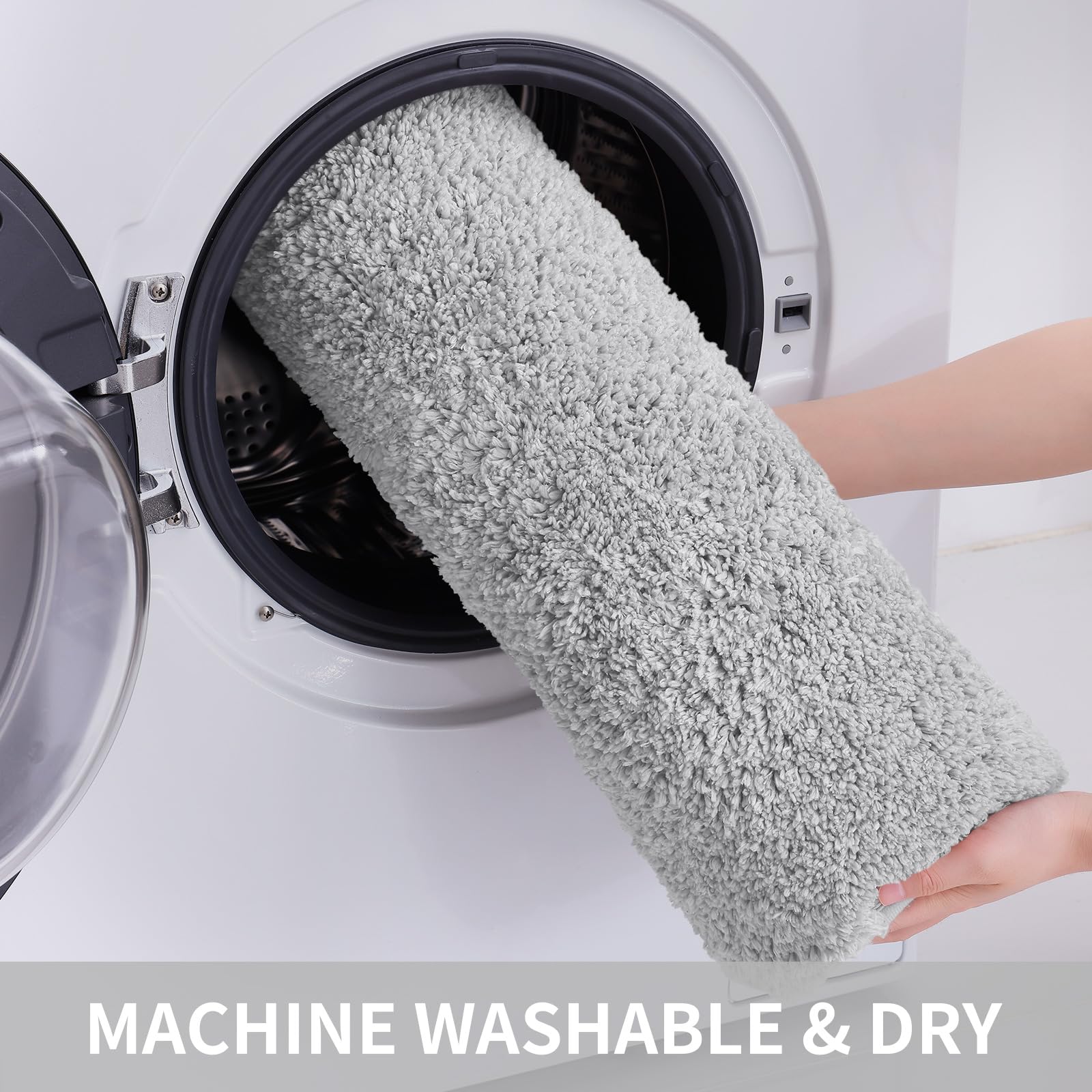 改Buganda Bathroom Rug Mat, Shaggy Soft and Absorbent Bath Rug, Non Slip, Thick Plush Machine Washable Bath Mat for Bathroom, Shower, and Tub (24 x 16, Grey)