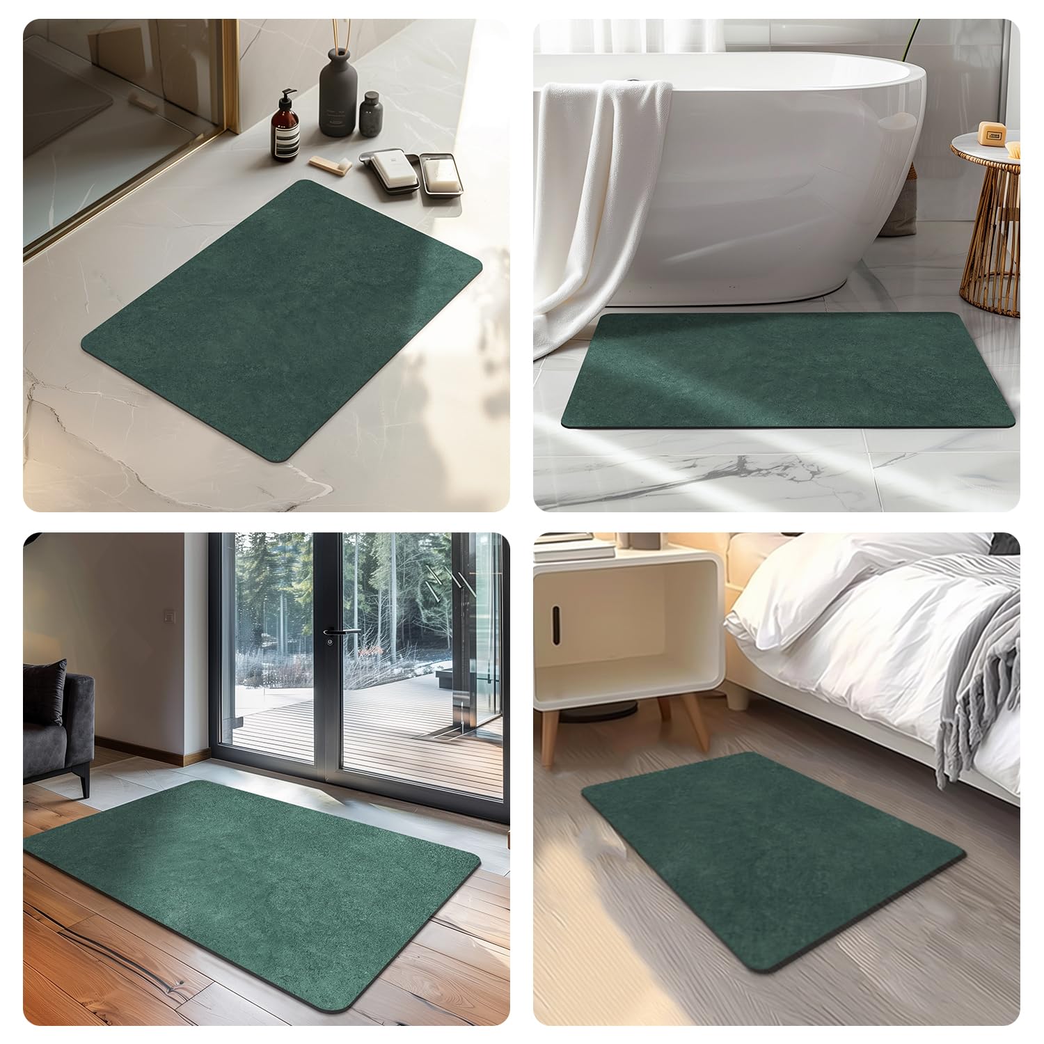 Quick Dry Bath Mat, Bathroom Rugs Non Slip Washable Thin Absorbent Bath Mat Fits Under Door Bathroom Floor Mat Perfect for Bath, Shower, or Sink