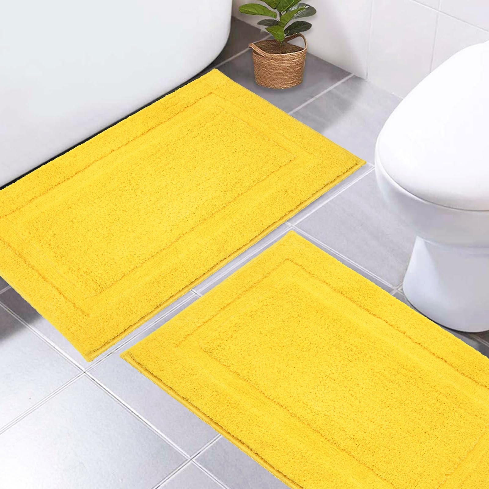 Super Soft Bath Rugs Set of 2 Pieces Bath Mat for Bathroom Rug Non Slip Plush Bath Rug Absorbent Bathroom Rug Set Washable