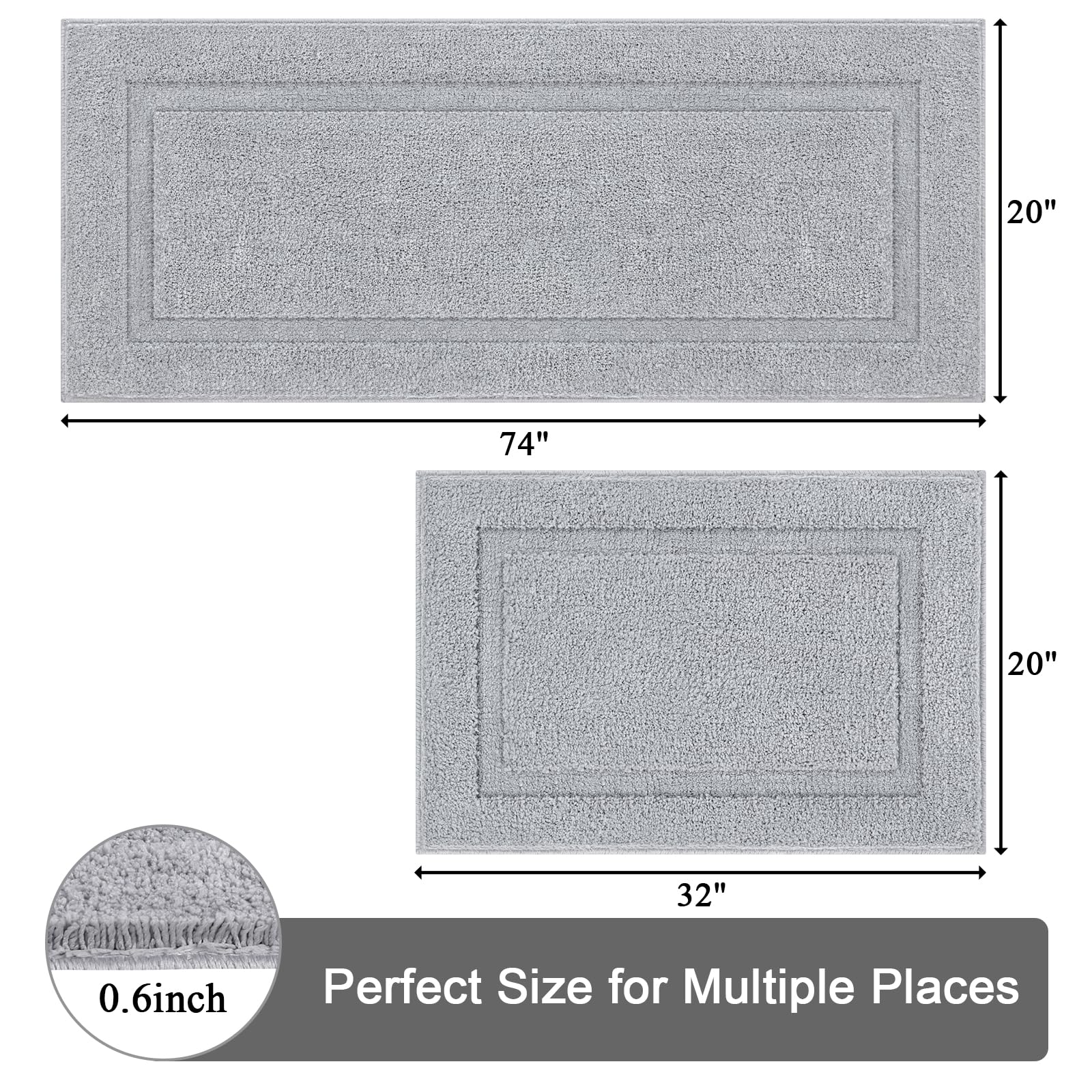 Super Soft Bath Rugs Set of 2 Pieces Bath Mat for Bathroom Rug Non Slip Plush Bath Rug Absorbent Bathroom Rug Set Washable