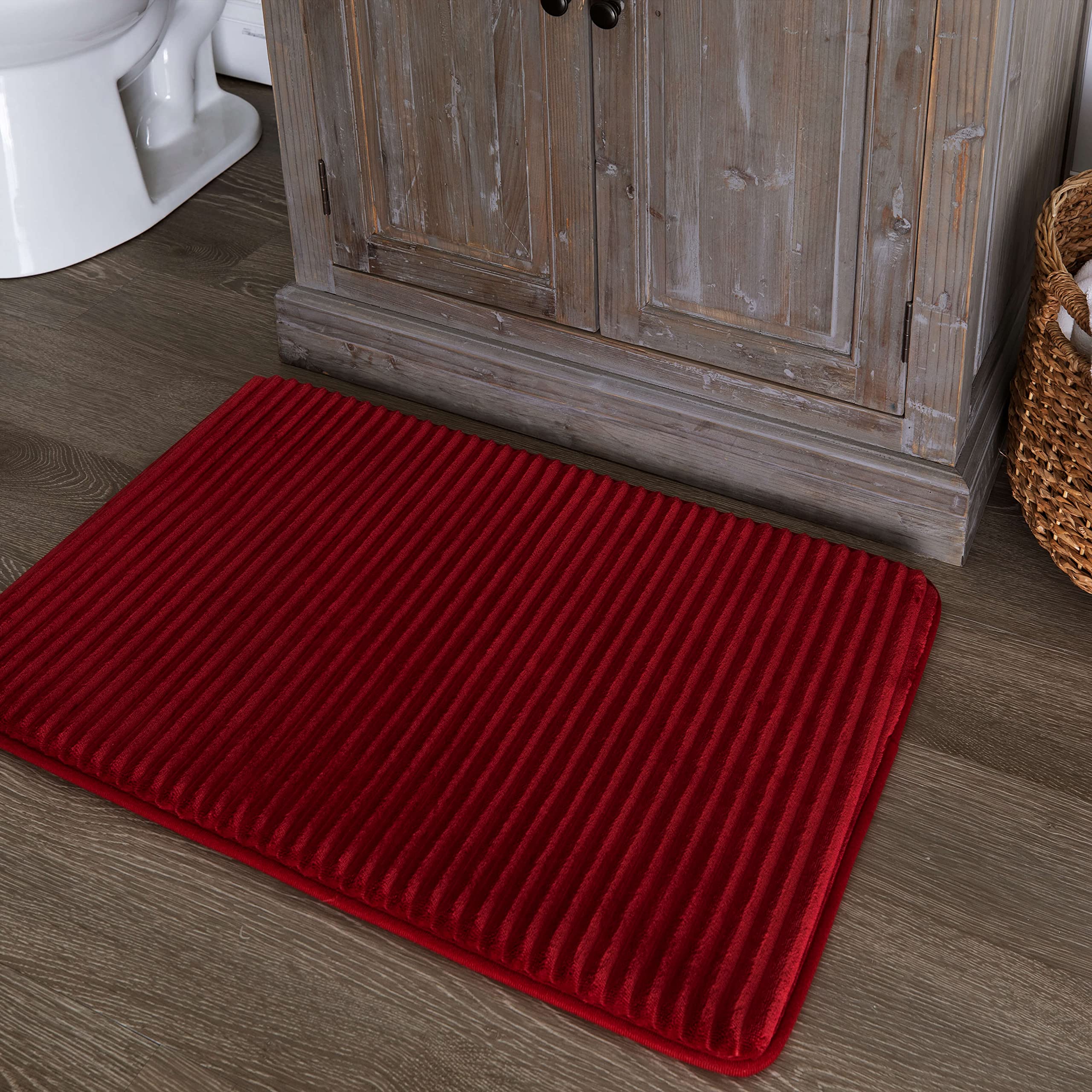 Augusta Bath Mat Grey Machine Washable Non Slip Bathroom Rug