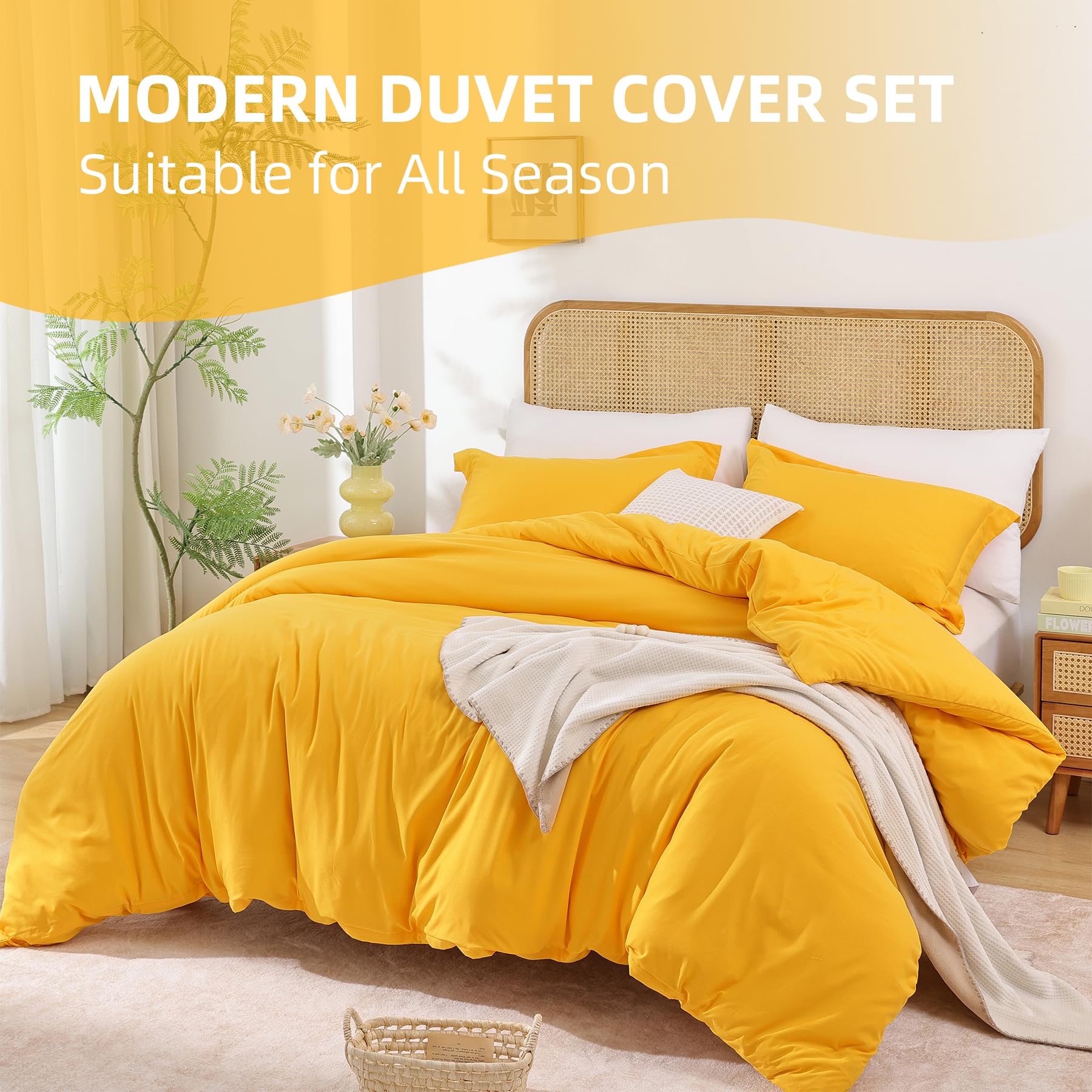 改Soft Breathable Duvet Cover Queen Size - Luxury 100% Washed Duvet Cover Set, 3 Piece Bedding Set 1 Duvet Covers 90x90 Inches with Zipper Closure and 2 Pillow Shams for Queen Size Bed