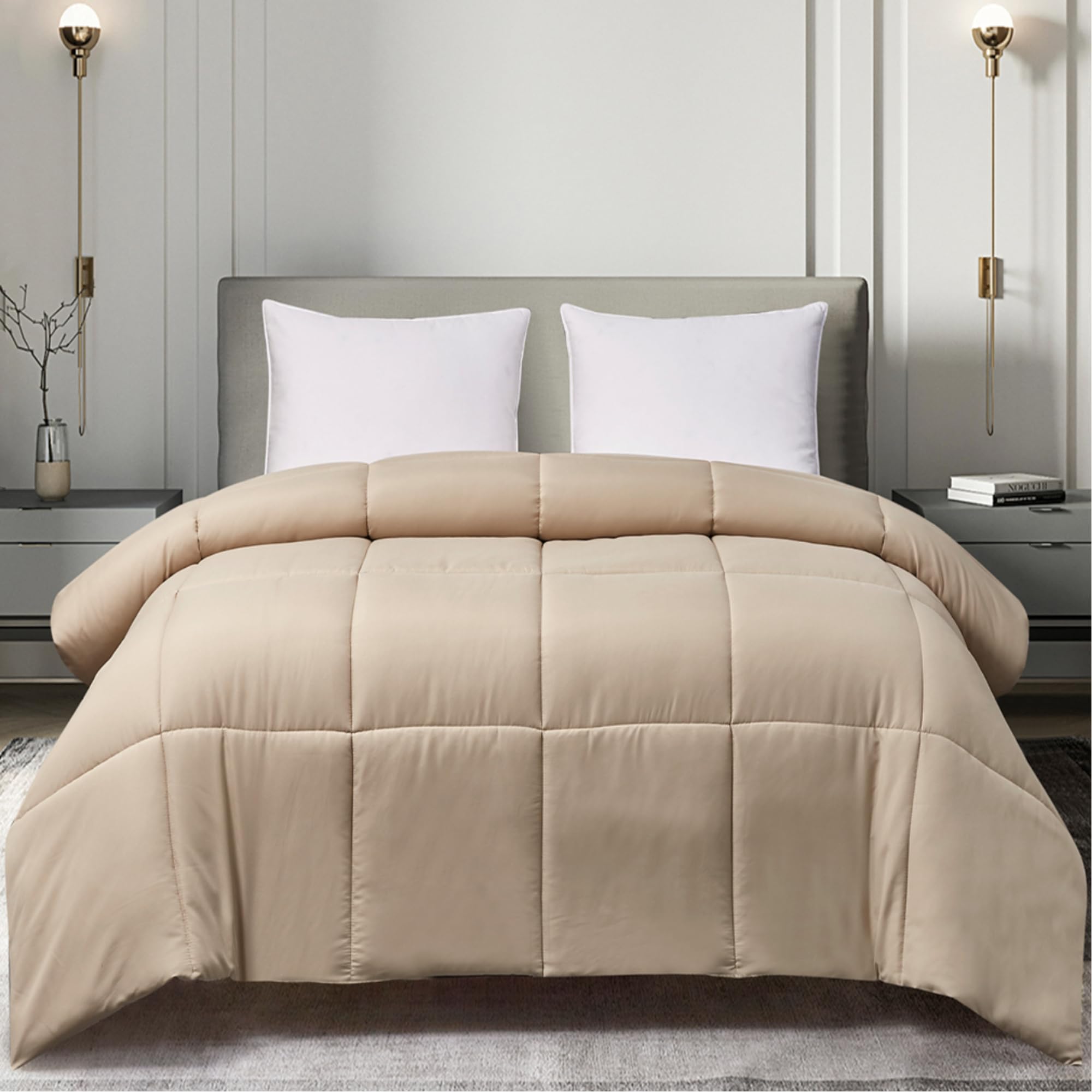 Comforter Breathable Microfiber Duvet Insert, Summer Cooling Winter Warm Reversible Down Alternative Quilt Comforter for All Season
