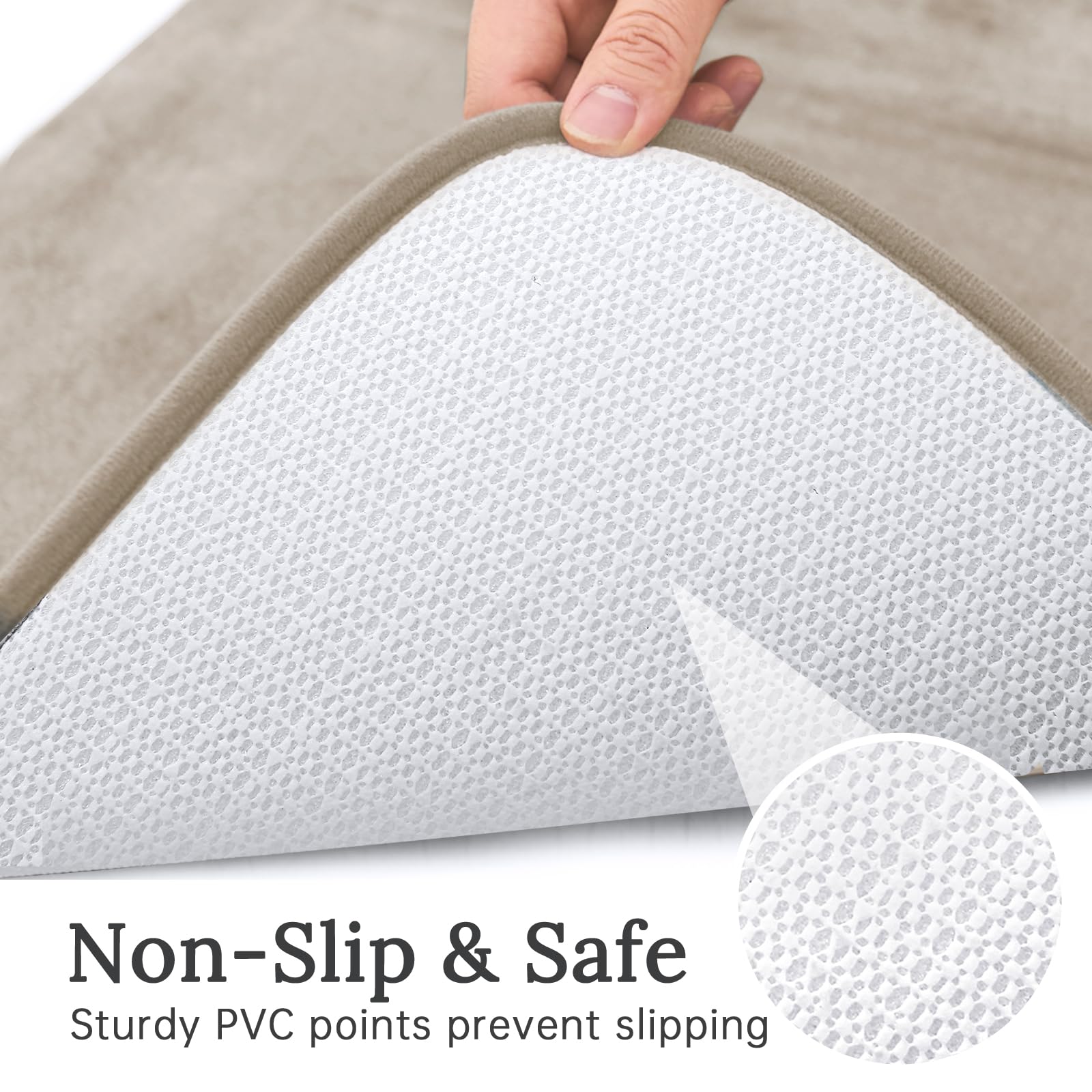 Bathroom Rugs Sets 3 Piece, Ultra Soft Velvet Memory Foam Bath Rugs, Non-Slip & PVC Backing Bathroom Mat Set, Washable Quick Dry Bathroom Rug