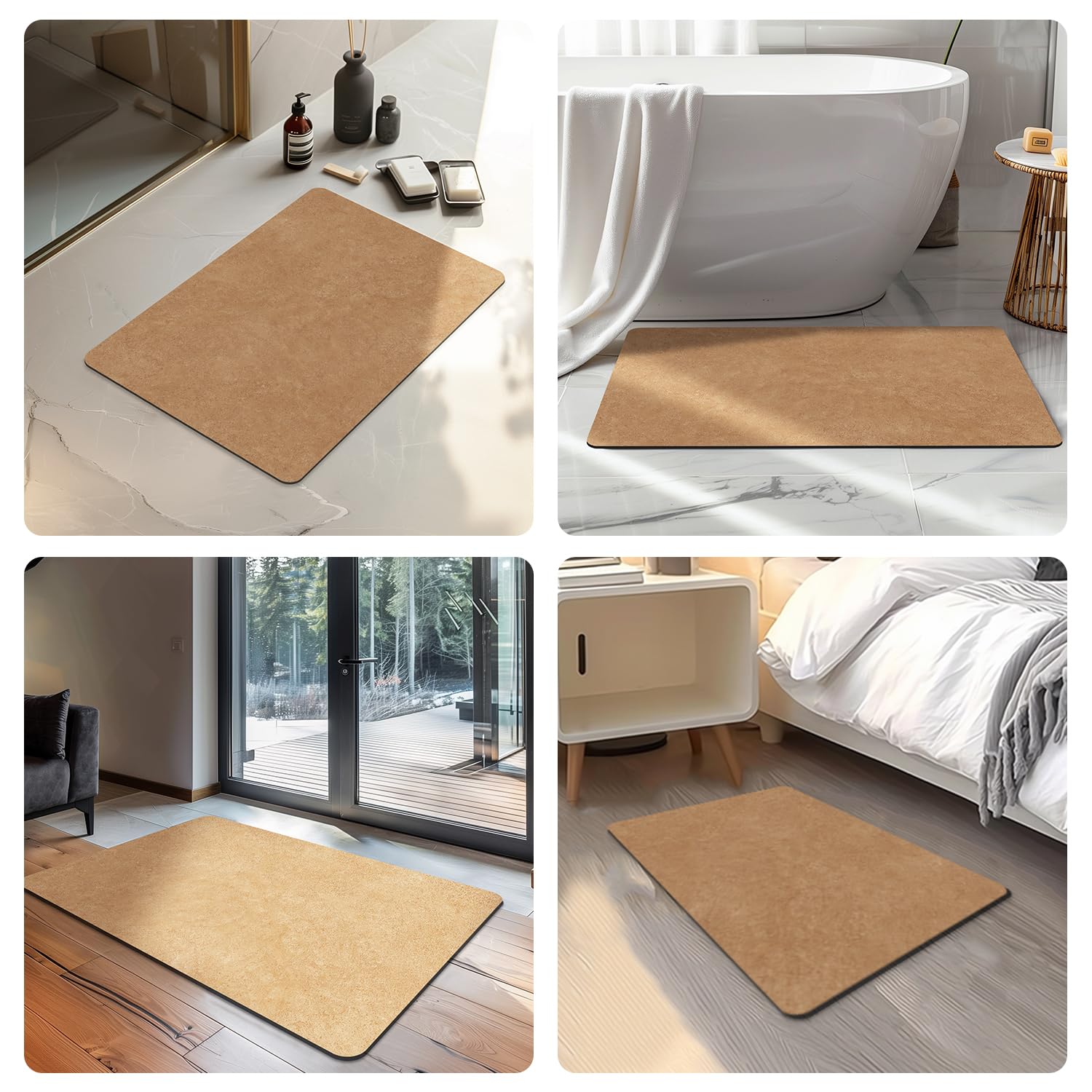 Quick Dry Bath Mat, Bathroom Rugs Non Slip Washable Thin Absorbent Bath Mat Fits Under Door Bathroom Floor Mat Perfect for Bath, Shower, or Sink
