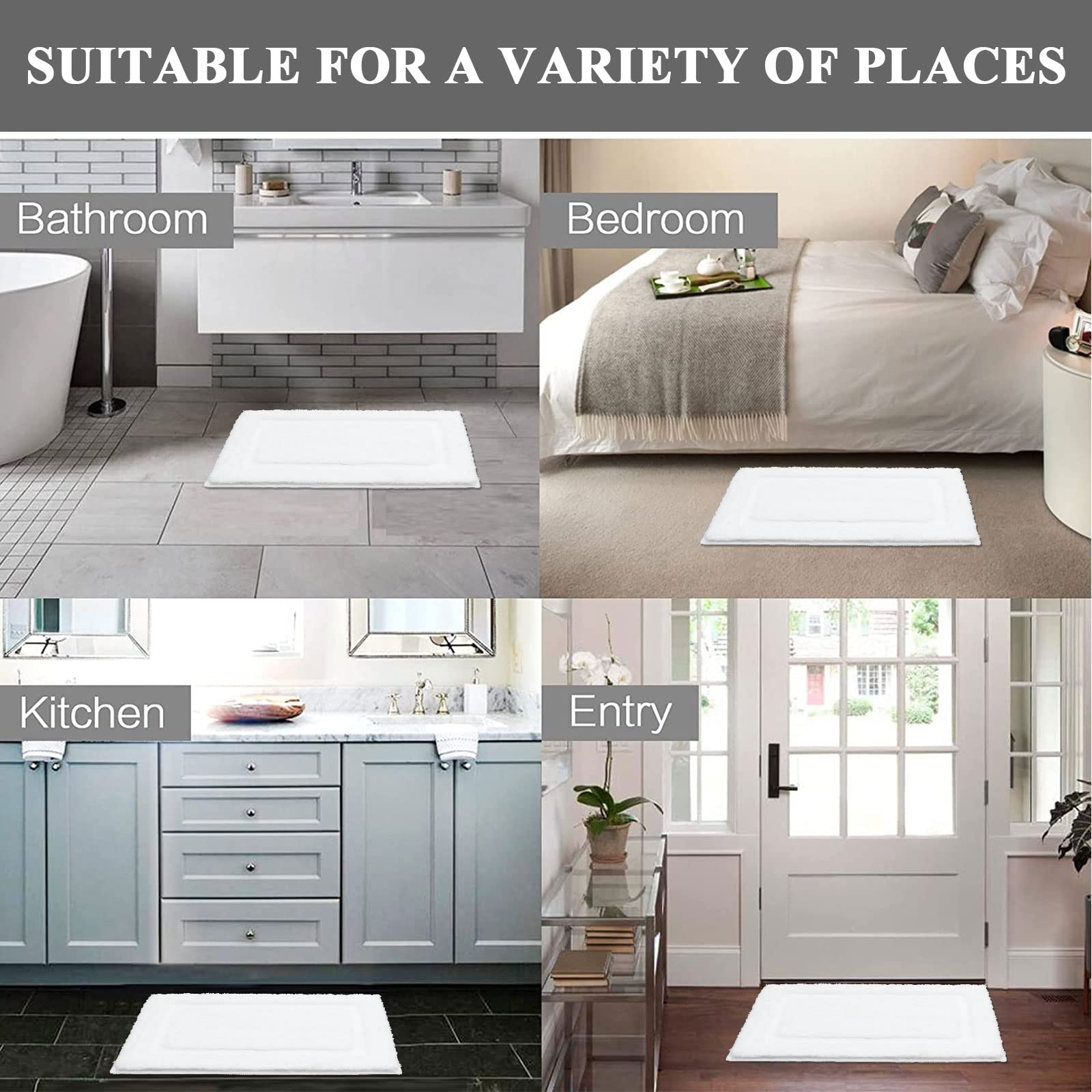 Super Soft Bath Rugs Set of 2 Pieces Bath Mat for Bathroom Rug Non Slip Plush Bath Rug Absorbent Bathroom Rug Set Washable