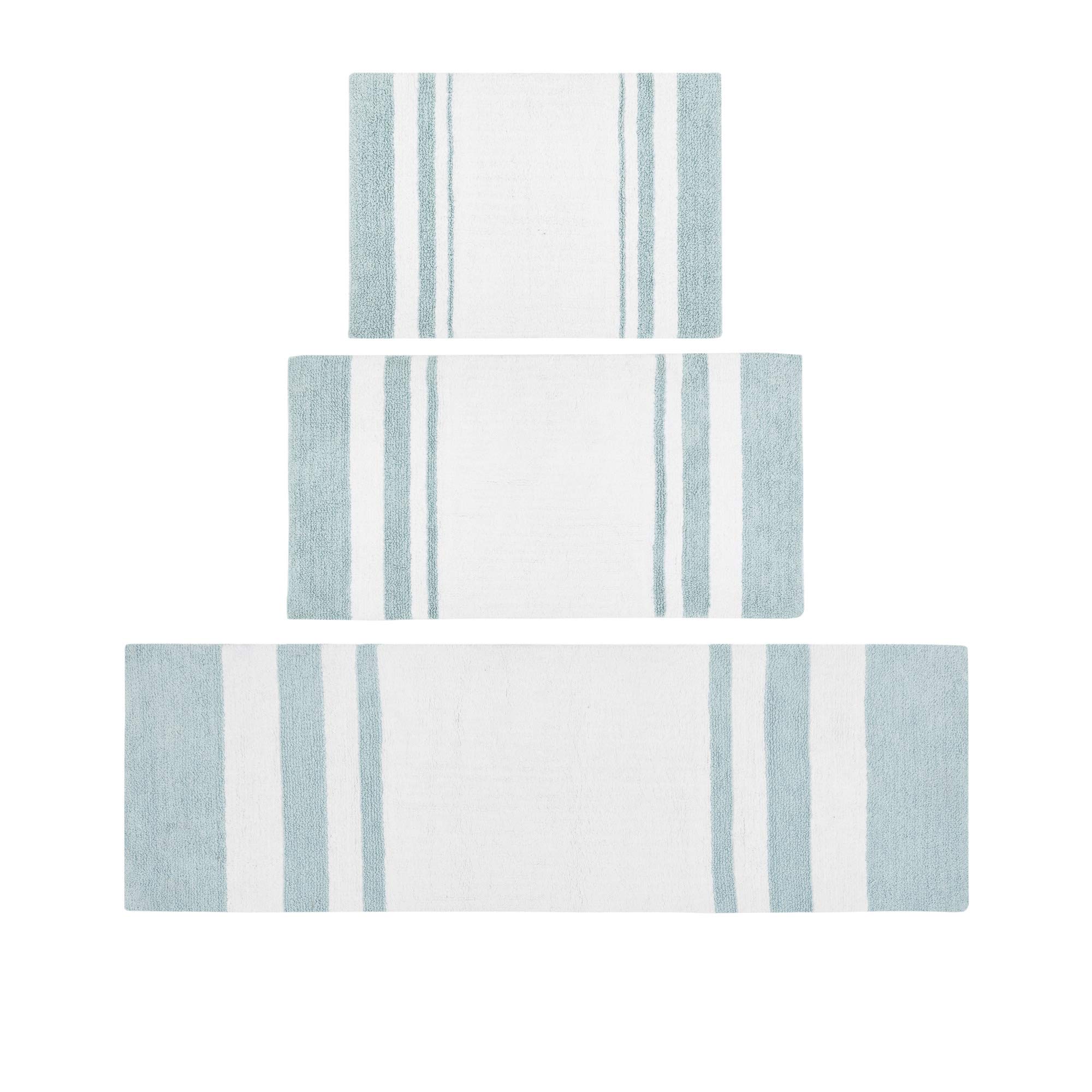 Rug 100%-Cotton Striped Ultra Soft Water Fast Bath Non-Slip Absorbent Quick Dry Mats for Tub, Shower Room, and Bathroom Size:20x30"