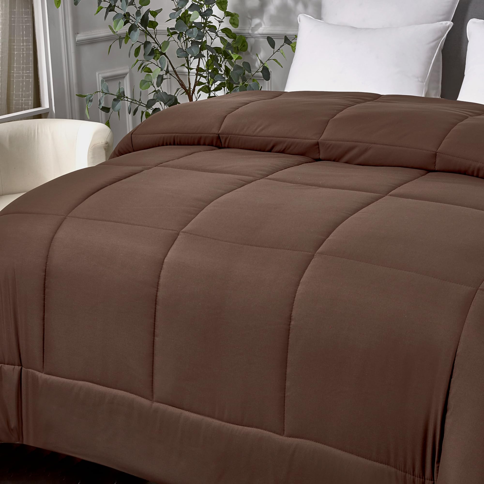 Comforter Breathable Microfiber Duvet Insert, Summer Cooling Winter Warm Reversible Down Alternative Quilt Comforter for All Season