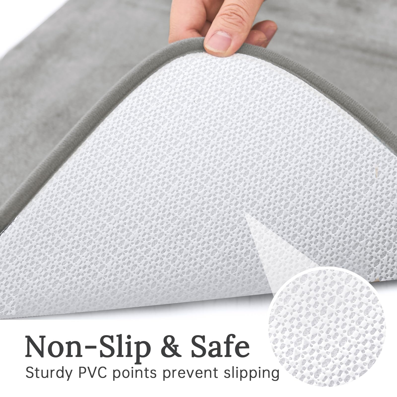 Bathroom Rugs Sets 3 Piece, Ultra Soft Velvet Memory Foam Bath Rugs, Non-Slip & PVC Backing Bathroom Mat Set, Washable Quick Dry Bathroom Rug