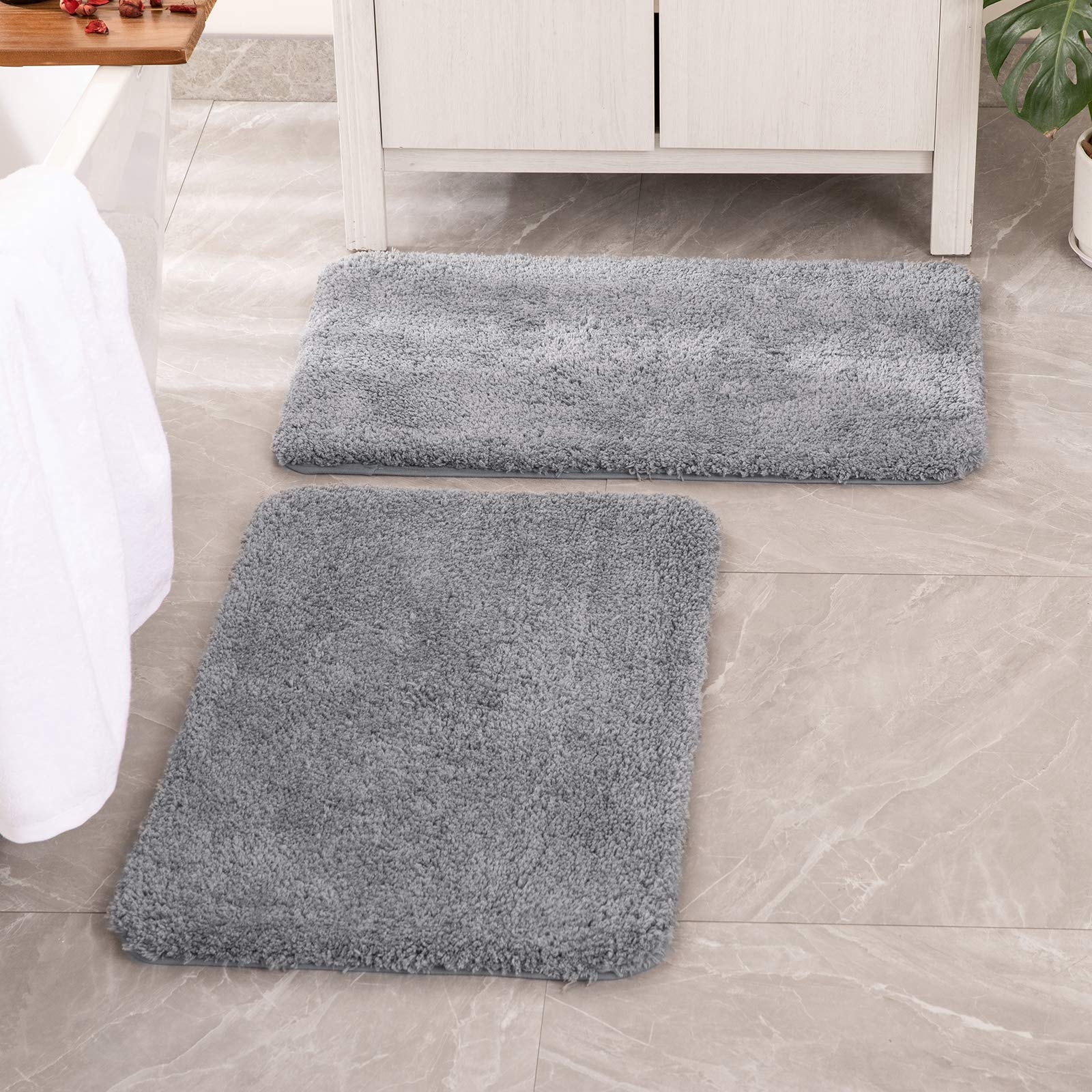 改MIULEE Pink Bathroom Rugs Sets 2 Piece - Absorbent Bath Mats Set Made of Thick Fluffy Microsiber for Bathroom Floor, Tub or Entryway, Non Slip Rubber Backside, Machine Washable - Blush, 16''x24''