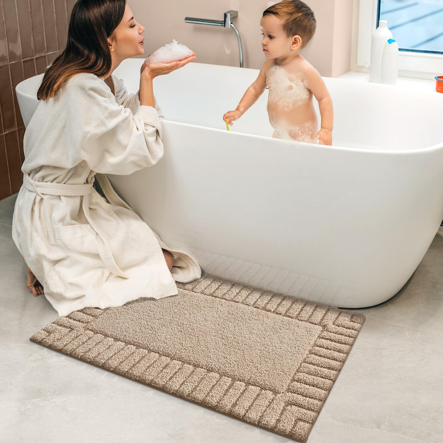 Bathroom Rugs, Non Slip Bath Mats for Bathroom Floor, Ultra Soft and Absorbent Bath Rug Shower Carpet, Machine Washable