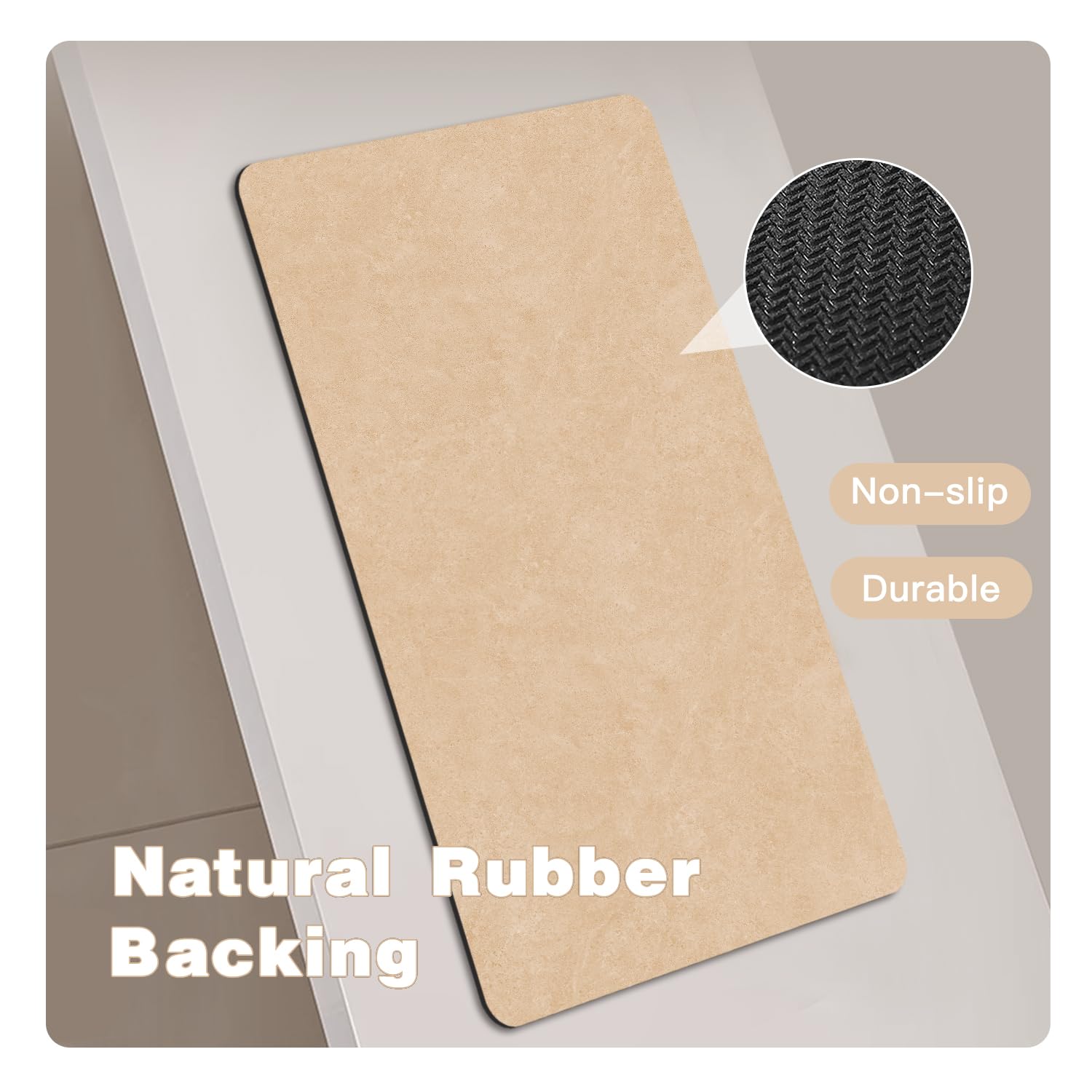 Quick Dry Bath Mat, Bathroom Rugs Non Slip Washable Thin Absorbent Bath Mat Fits Under Door Bathroom Floor Mat Perfect for Bath, Shower, or Sink