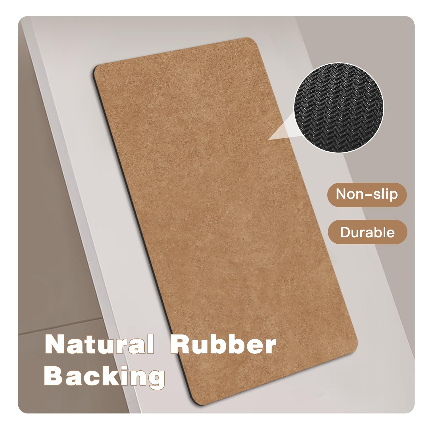 Quick Dry Bath Mat, Bathroom Rugs Non Slip Washable Thin Absorbent Bath Mat Fits Under Door Bathroom Floor Mat Perfect for Bath, Shower, or Sink