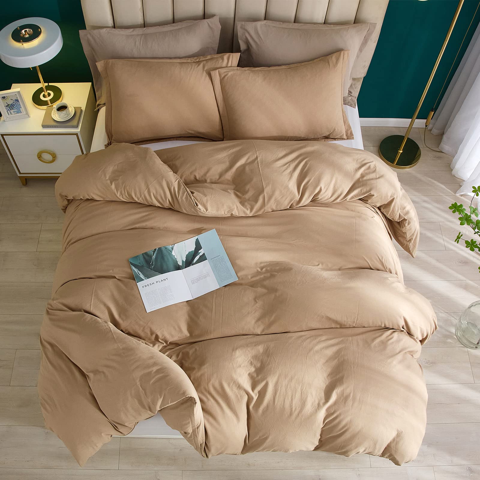 Cotton Grid Plaid Duvet Cover Set Full Modern Reversible Checkered Hotel Quality Zipper Closure Bedding Collection (NO Comforter)