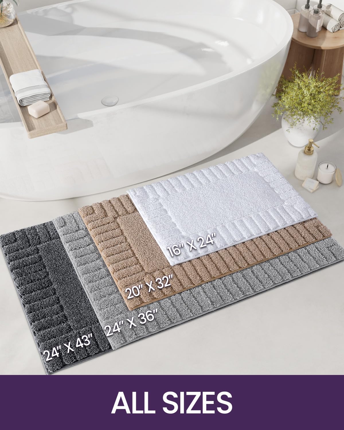 Bathroom Rugs, Non Slip Bath Mats for Bathroom Floor, Ultra Soft and Absorbent Bath Rug Shower Carpet, Machine Washable