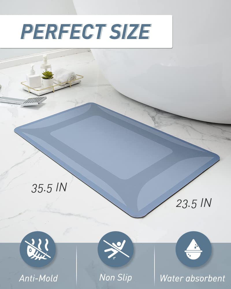 Bath Mat Rug-Quick Dry Absorbent Rubber Backed Bathroom Mat Thin Bathroom Rugs Fit Under Door-Bath Mats for Bathroom Floor Mat in Front of Sink-Shower Rug for Bathroom