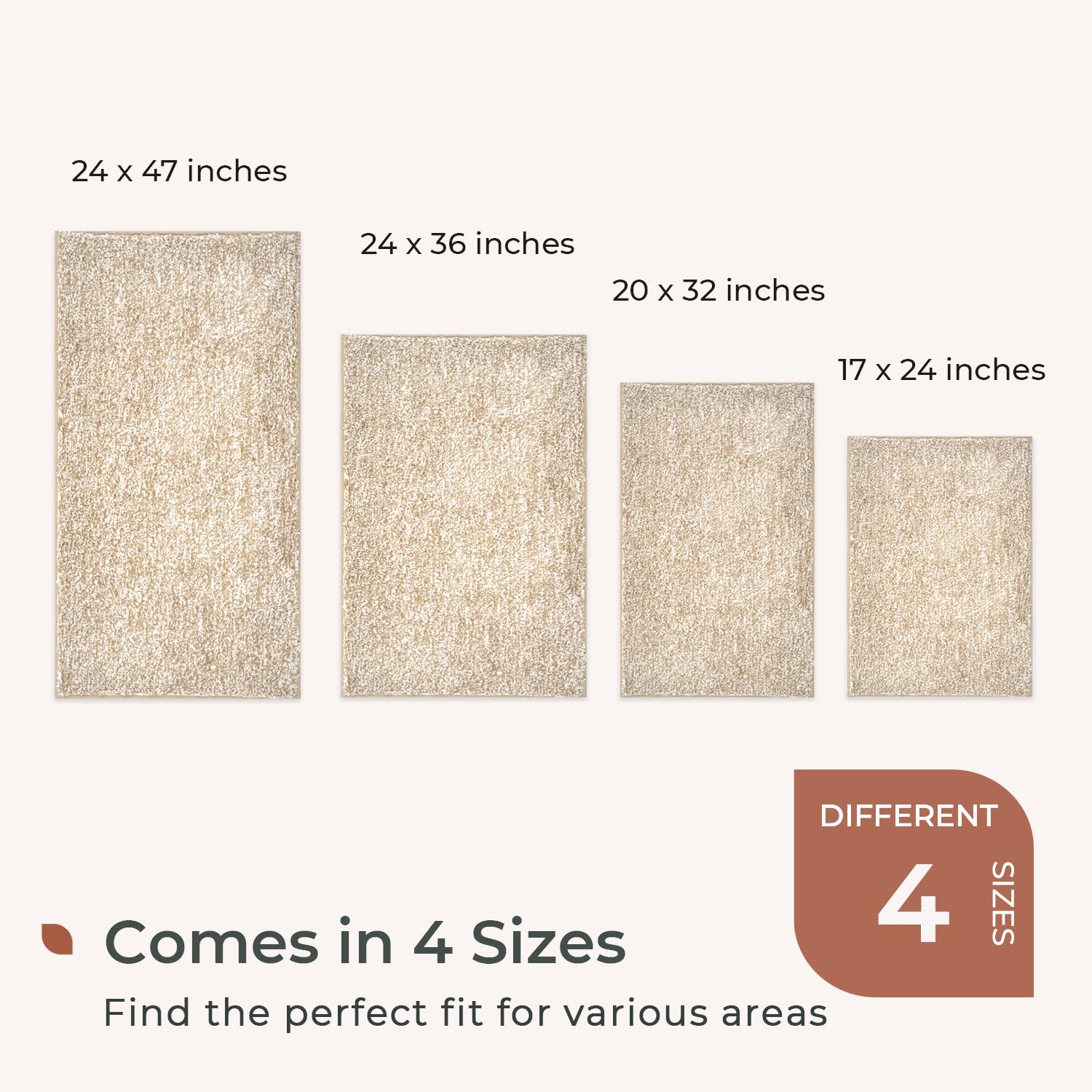 Melange Tufted Bathroom Rugs , Water Absorbent Soft Bath Mat for Bathroom Floor, Non Slip & Washable Shower Mat, Room Accessories Microfiber Bathroom Mat