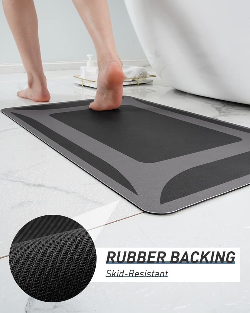 Bath Mat Rug-Quick Dry Absorbent Rubber Backed Bathroom Mat Thin Bathroom Rugs Fit Under Door-Bath Mats for Bathroom Floor Mat in Front of Sink-Shower Rug for Bathroom