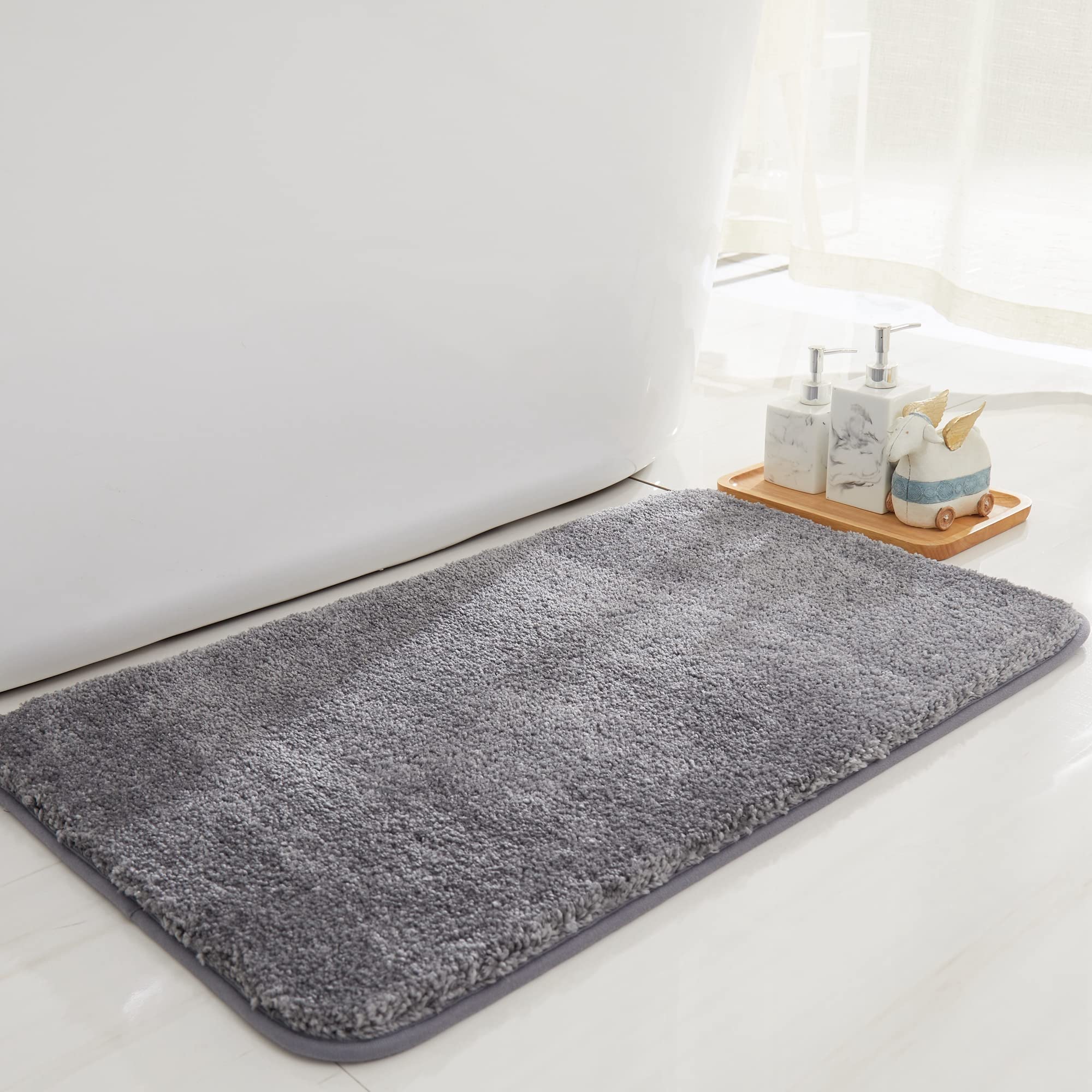 改COSY HOMEER Extra Thick Bath Rugs for Bathroom - Anti-Slip Bath Mats Soft Plush Yarn Shaggy 100% Strong Mirco Polyeste Mat Living Room Bedroom Mat Floor Water Absorbent(Green,16x24 - Inches)